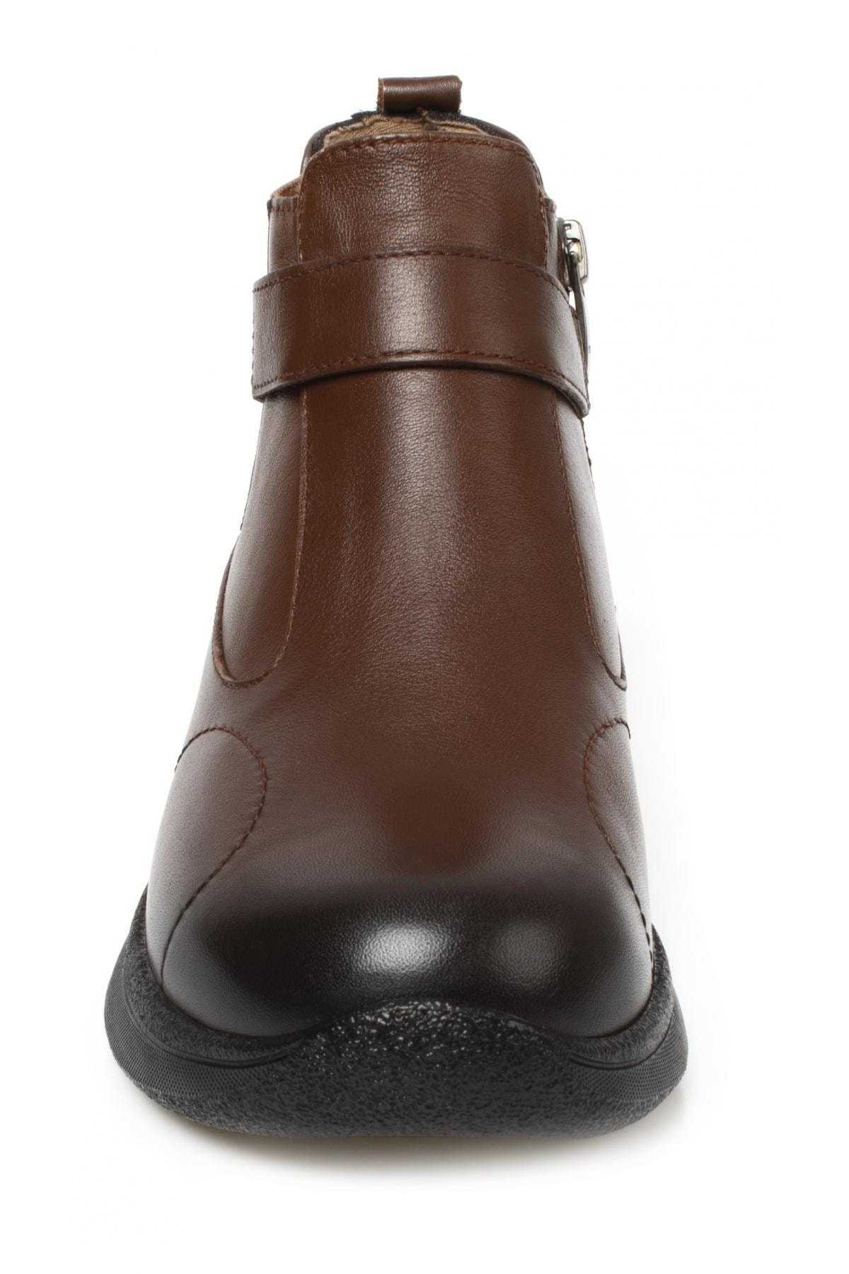 چکمه کوتاه Emma-g کفش چرم زنانه قهوهای مایل به زرد