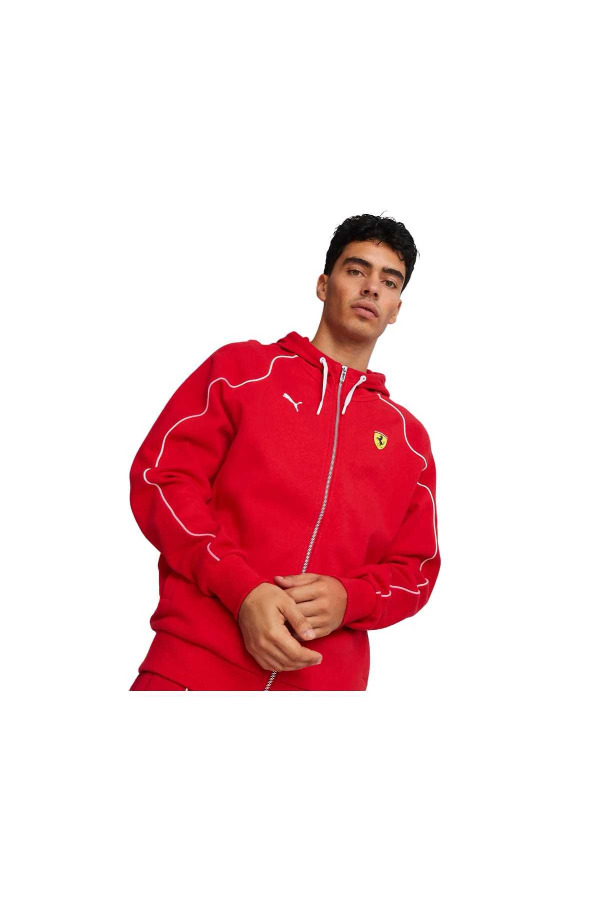 ژاکت عرق دار کلاهدار مسابقه فراری - لباس ورزشی قرمز مردانه و ژاکت ورزشی