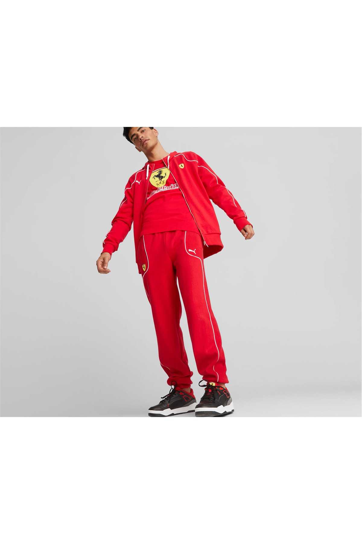 ژاکت عرق دار کلاهدار مسابقه فراری - لباس ورزشی قرمز مردانه و ژاکت ورزشی