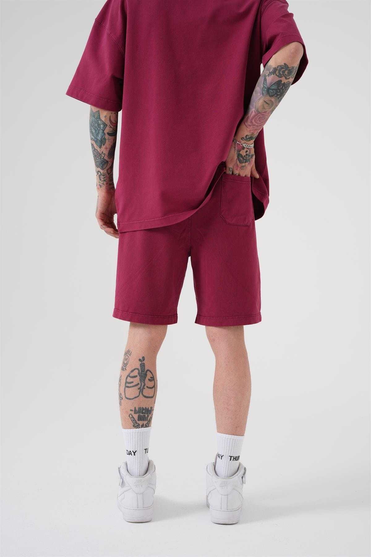 شلوارک ساده و لوکس خاکستری شسته شده