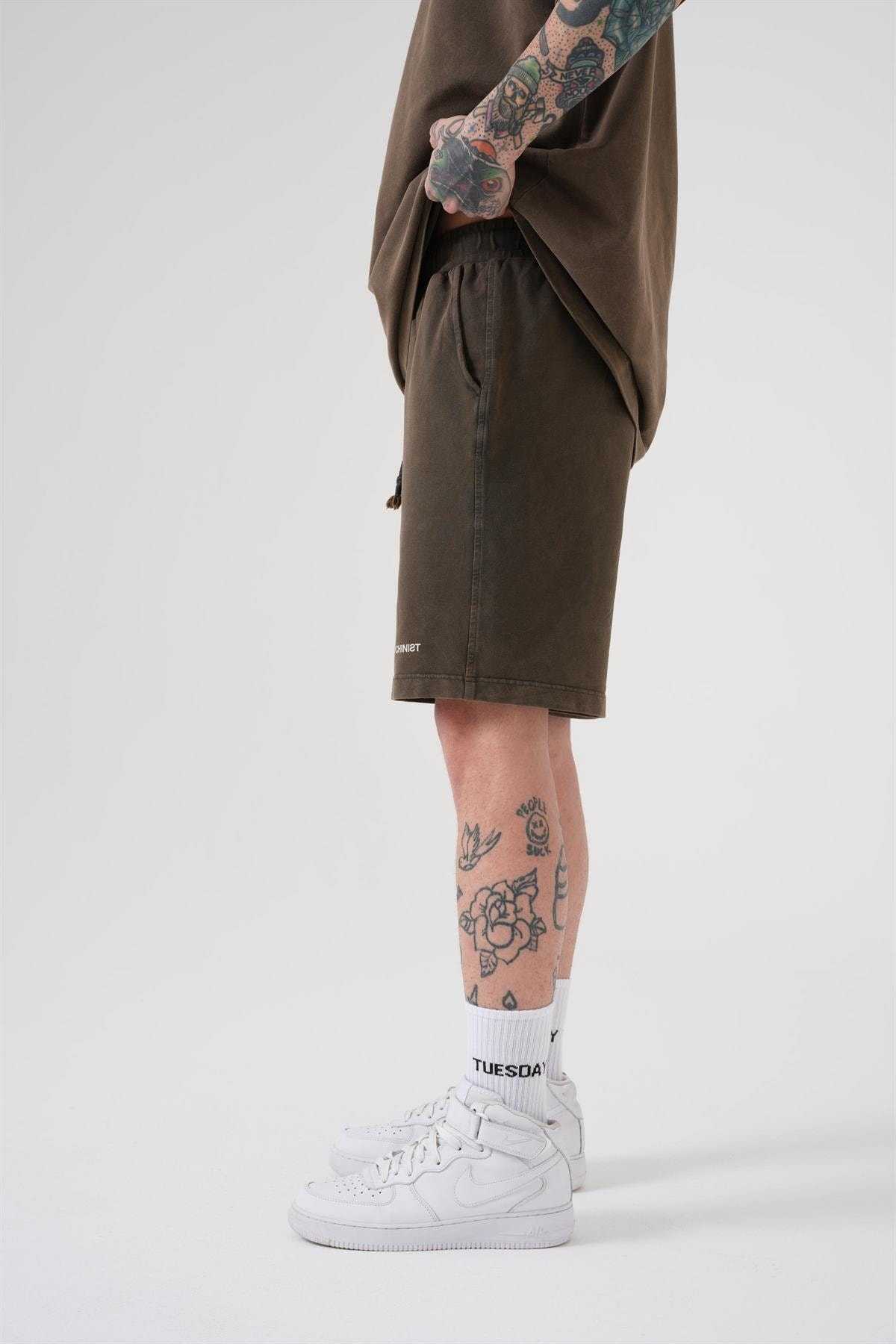 شلوارک ساده و لوکس خاکستری شسته شده