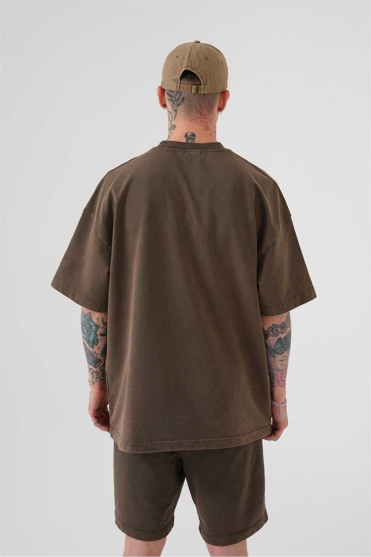 تیشرت یونیکس اوورسایز شسته شده لوکس پایه خاکستری