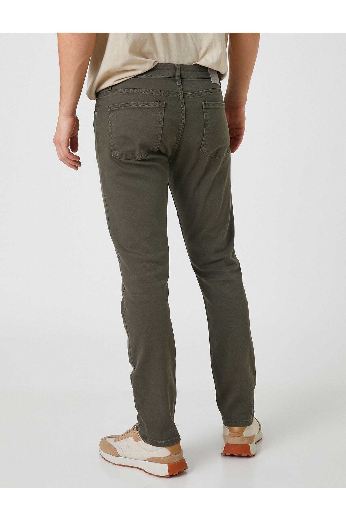 شلوار بافت پایه با جزئیات دکمه، 5 جیب