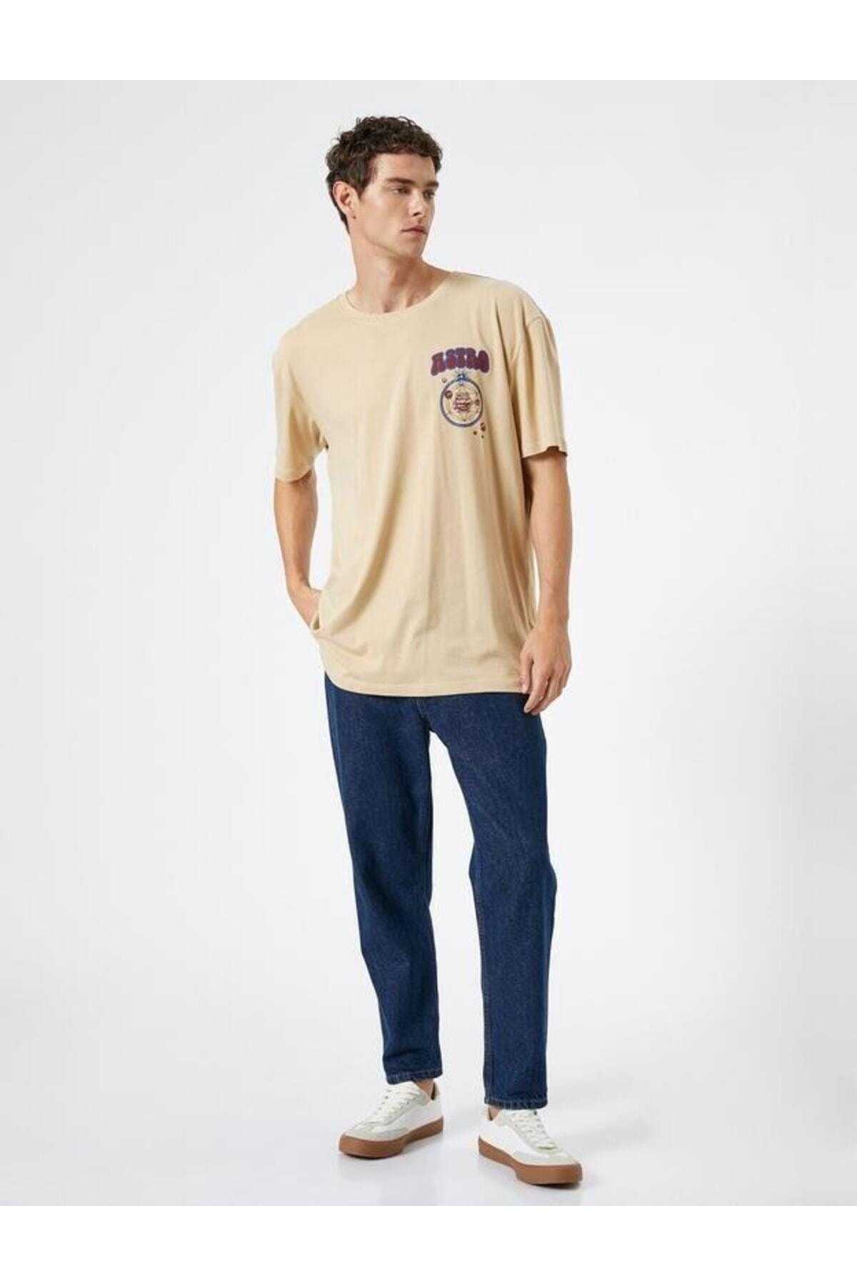 آستین کوتاه تیشرت سایز بزرگ با یقه خدمه چاپ شده