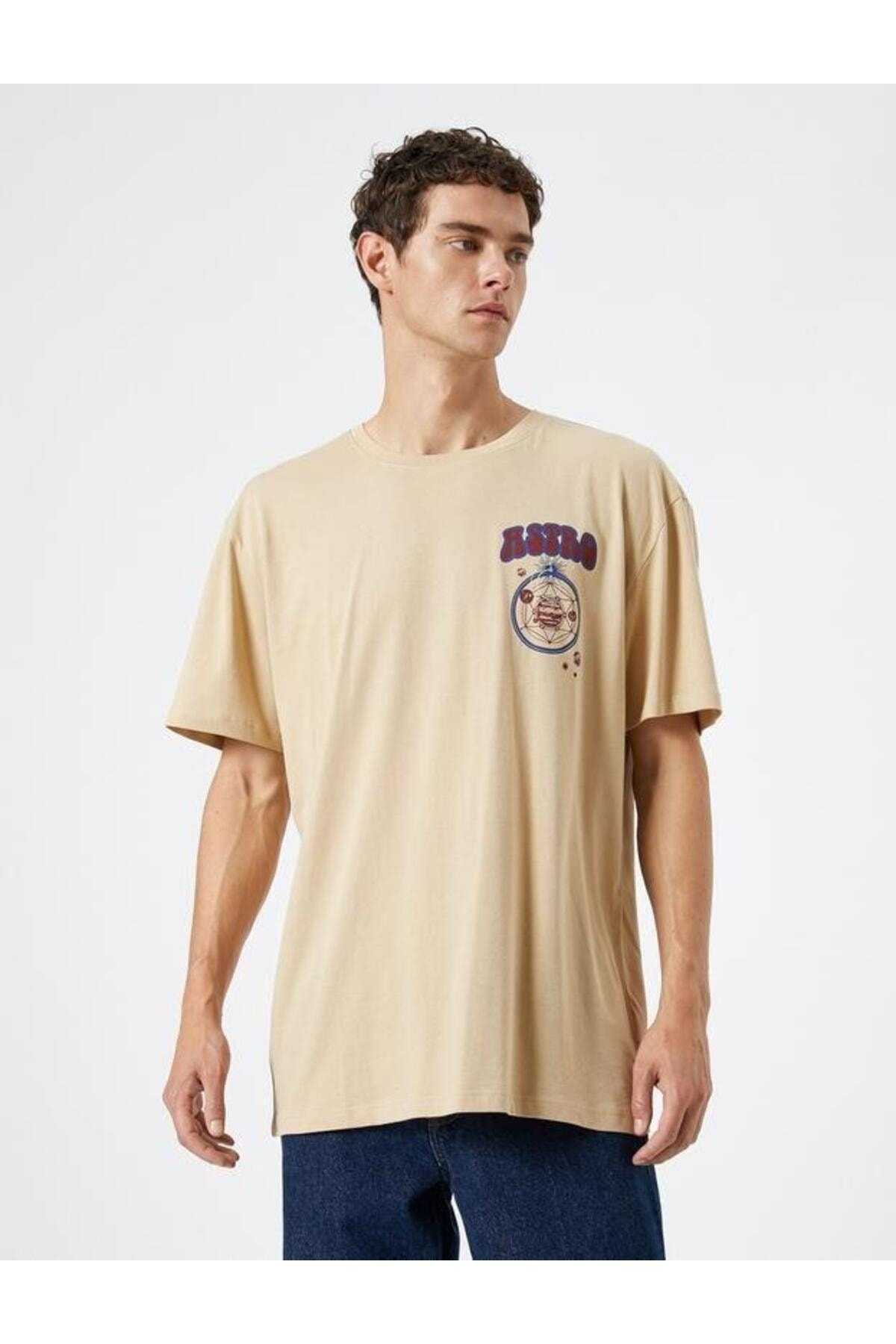 آستین کوتاه تیشرت سایز بزرگ با یقه خدمه چاپ شده