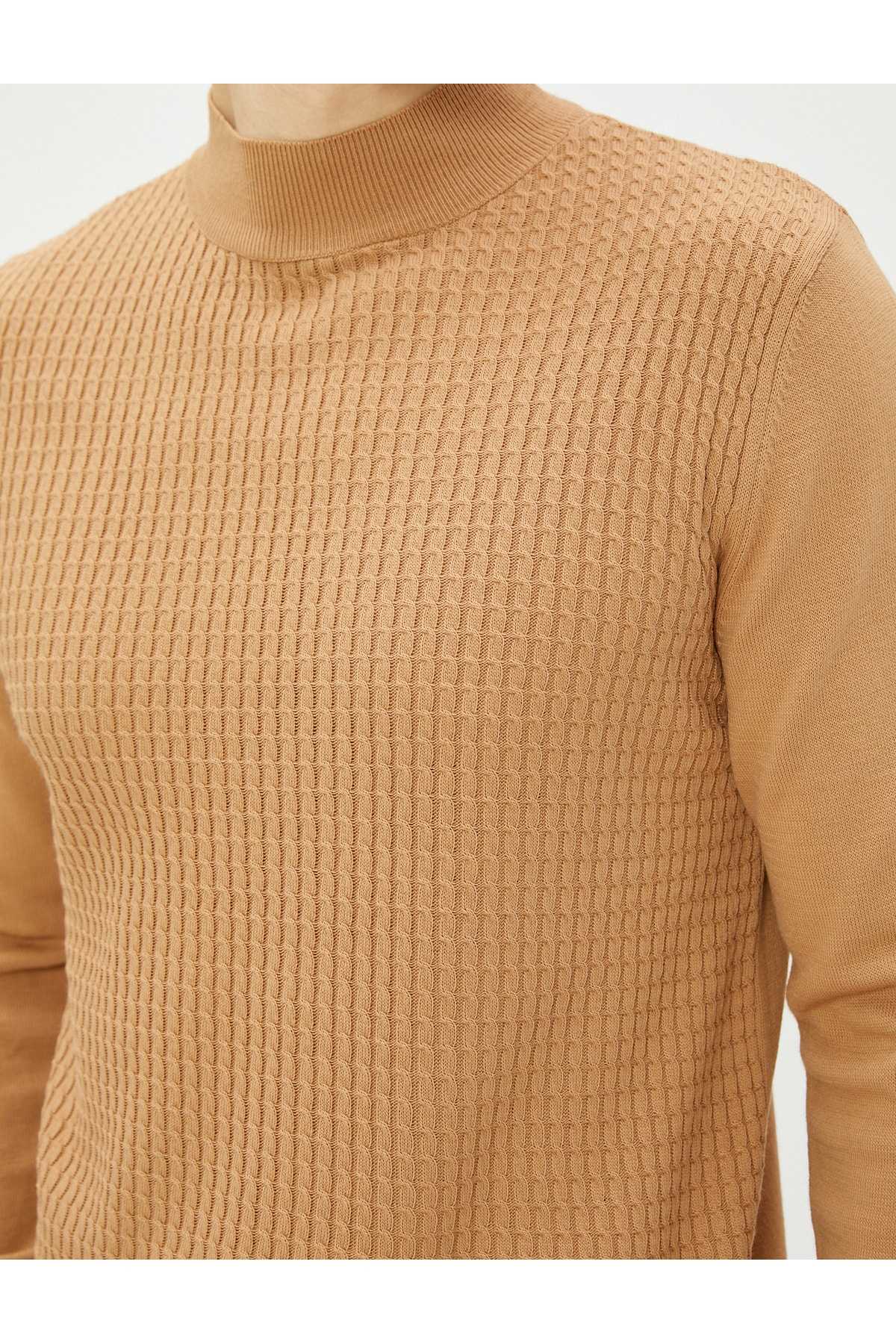 ژاکت بافتنی نیم یقه یقه اسلیم بافت آستین بلند