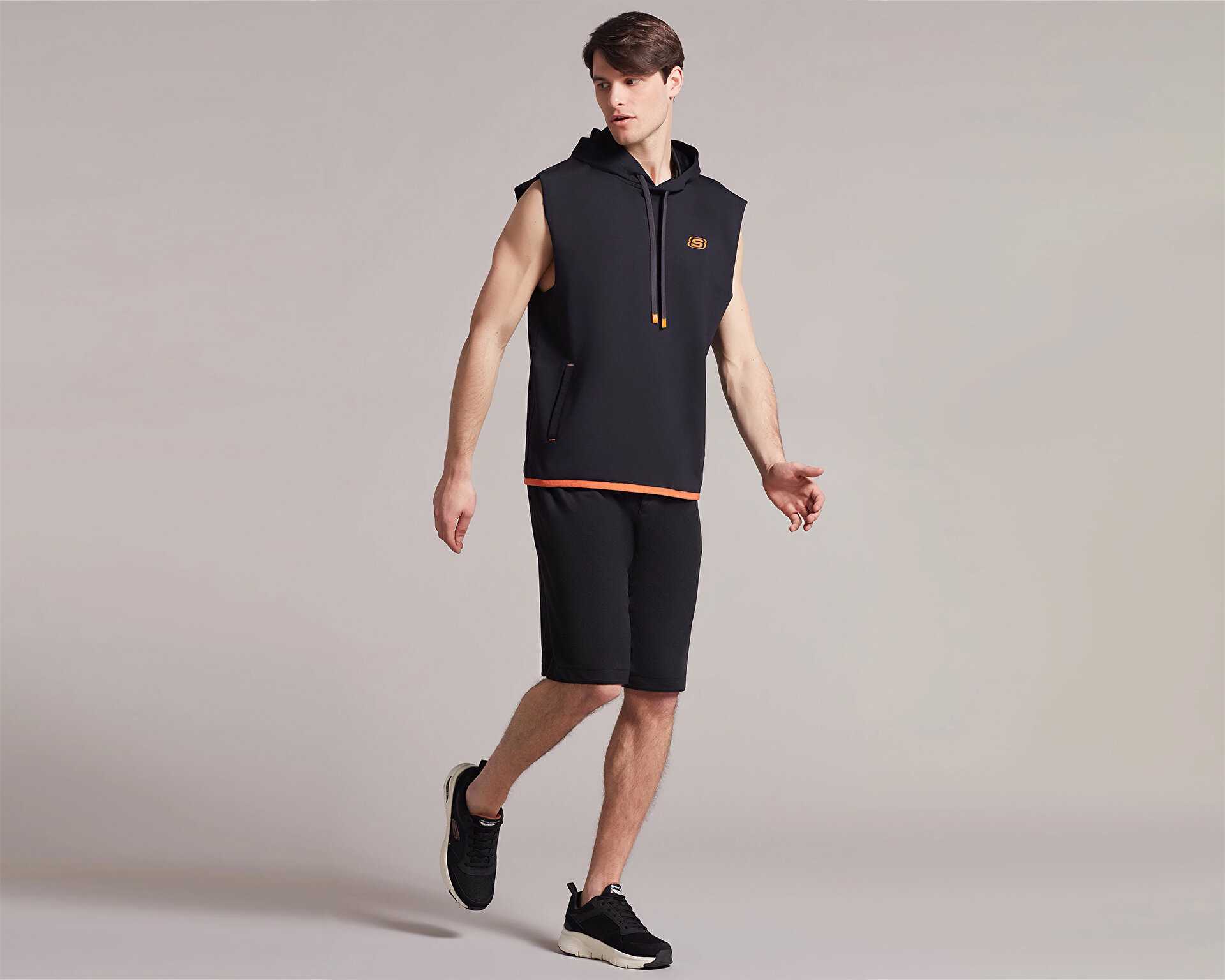 سویشرت بدون آستین روزانه M Lw Fleece Two Yarn Mesh Detailed Sleeveless Hoodie Sweatsh