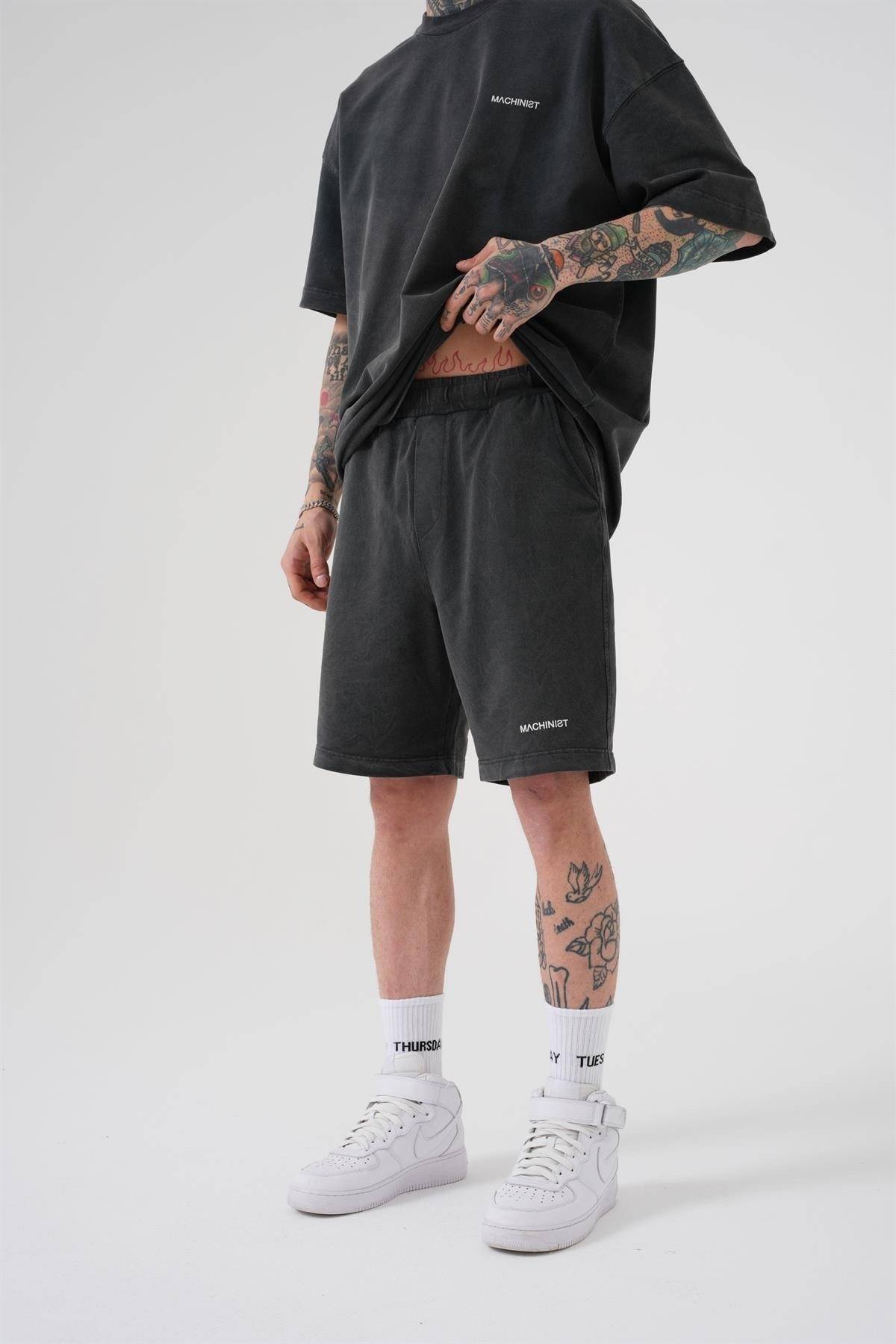 شلوارک ساده و لوکس خاکستری شسته شده