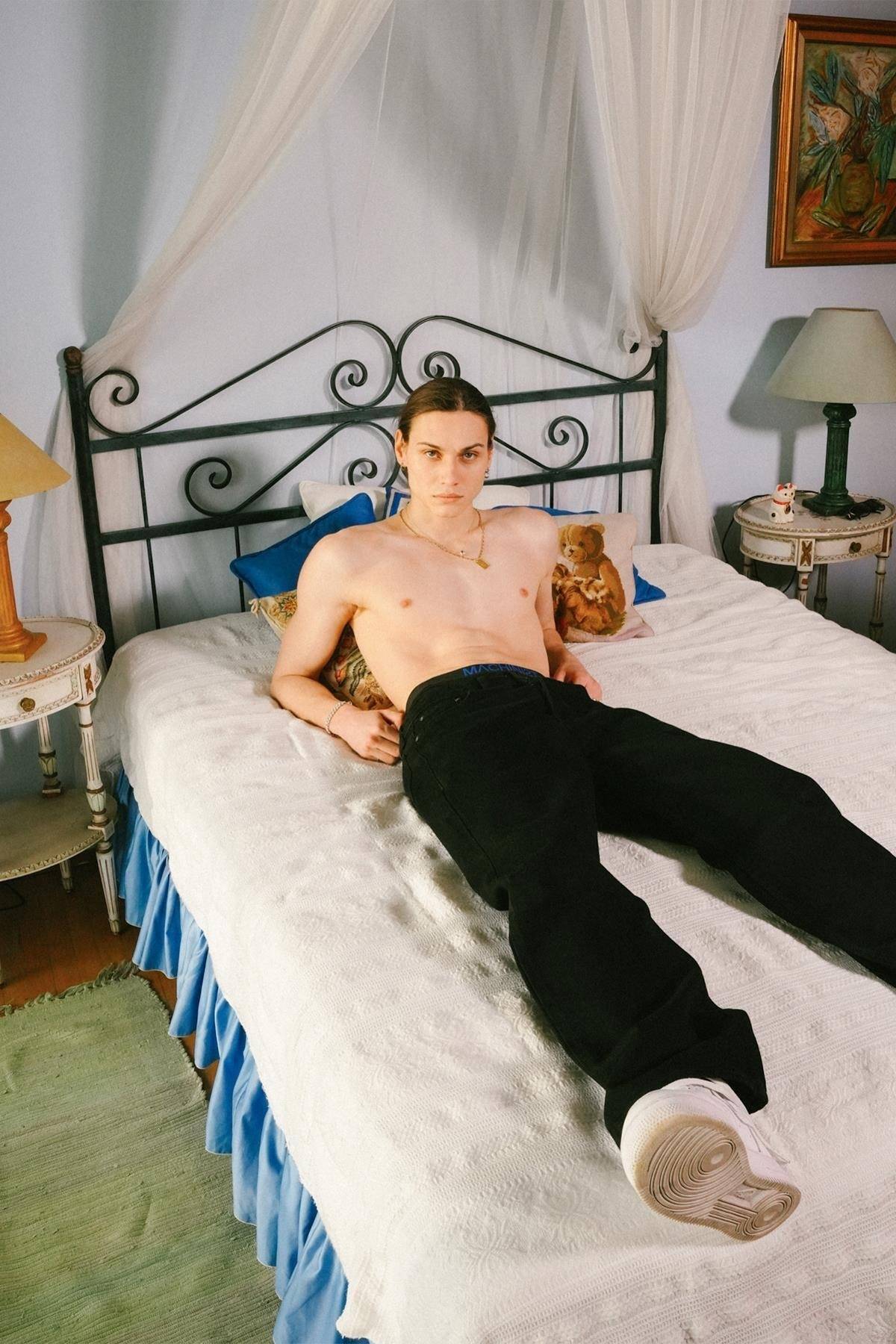 شلوار گشاد ژان اسید آبی