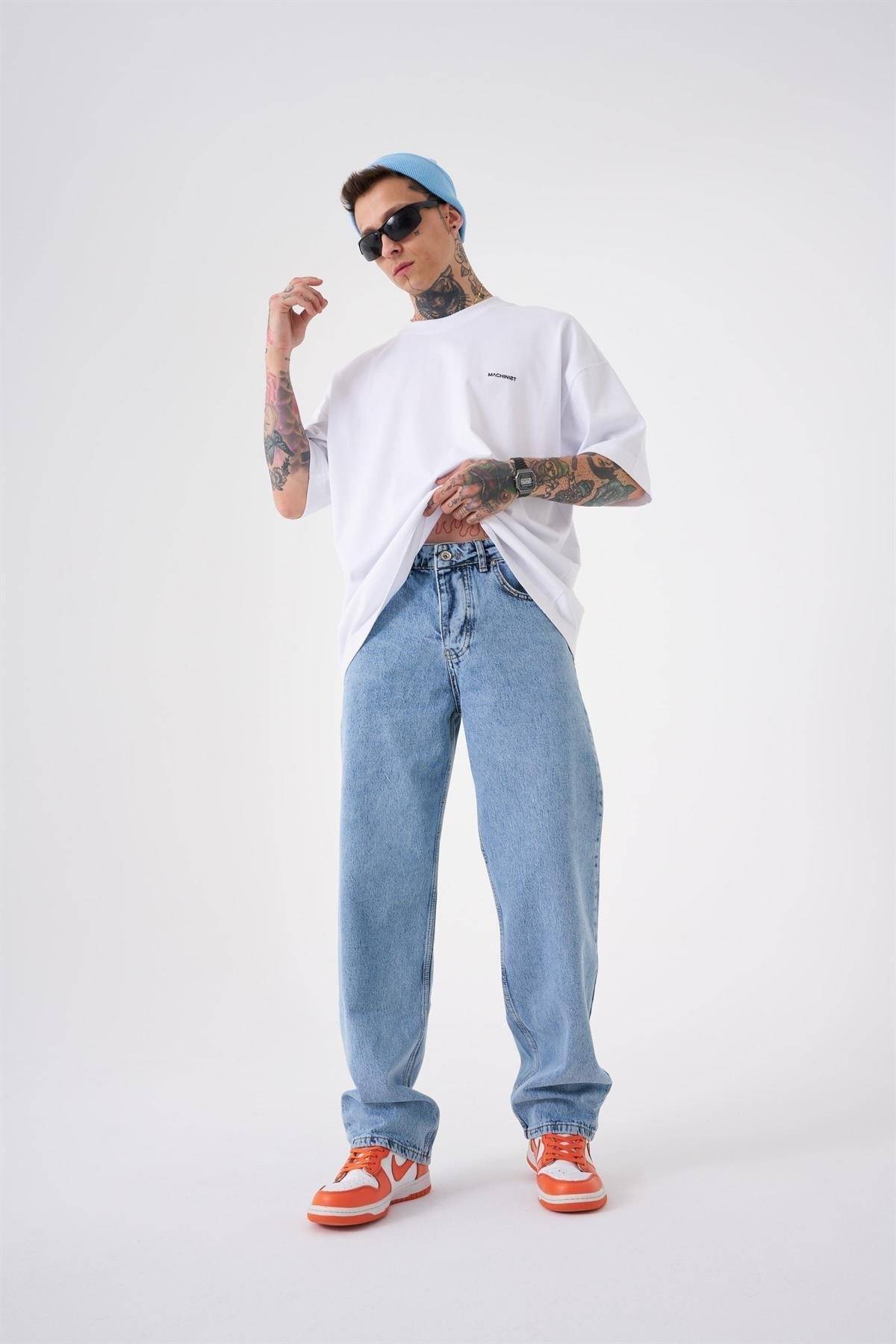 شلوار گشاد ژان اسید آبی