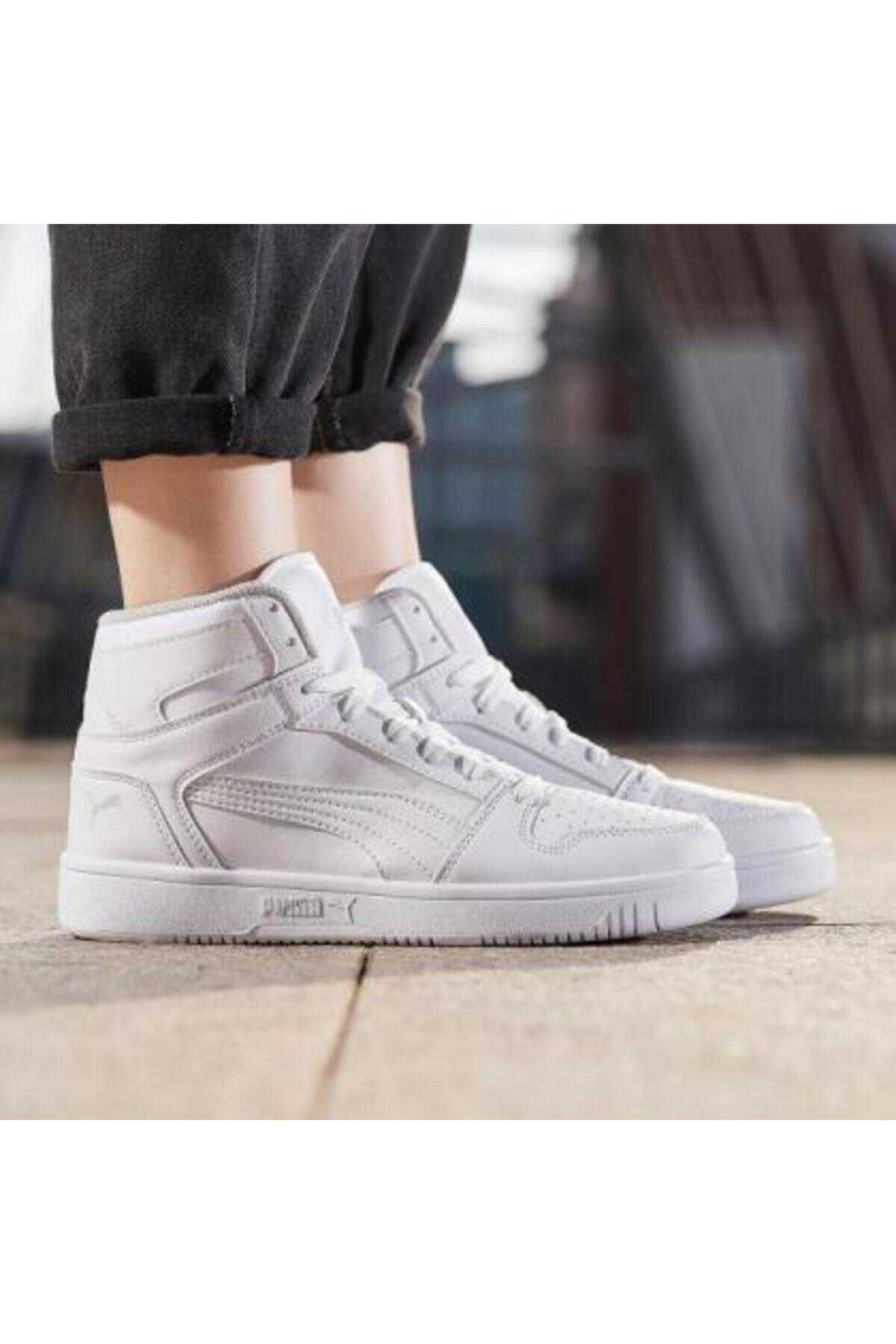 کفش کتانی بلند یونیسکس Rebound Hi v6 سفید مشکی خاکستری