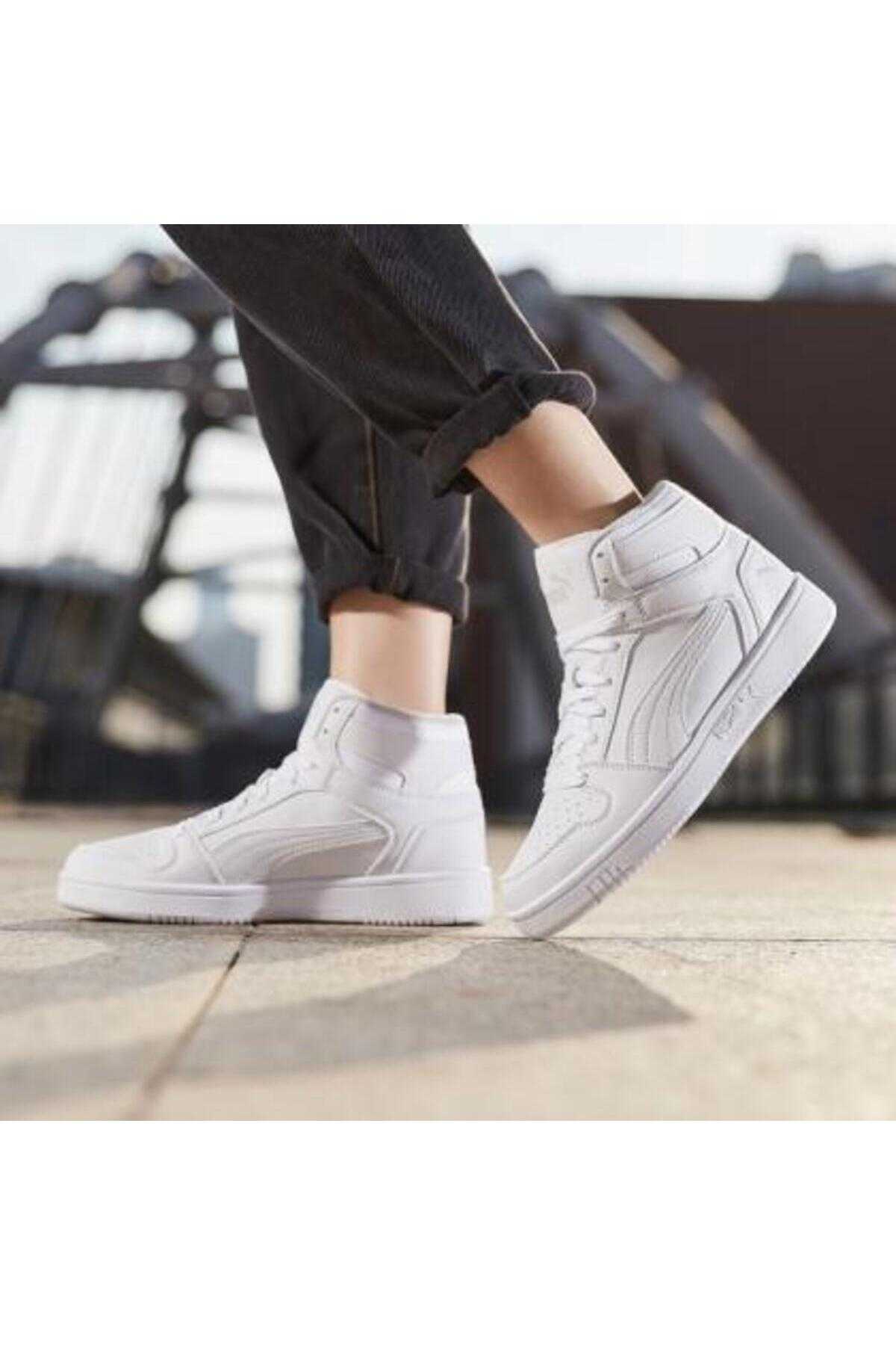 کفش کتانی بلند یونیسکس Rebound Hi v6 سفید مشکی خاکستری