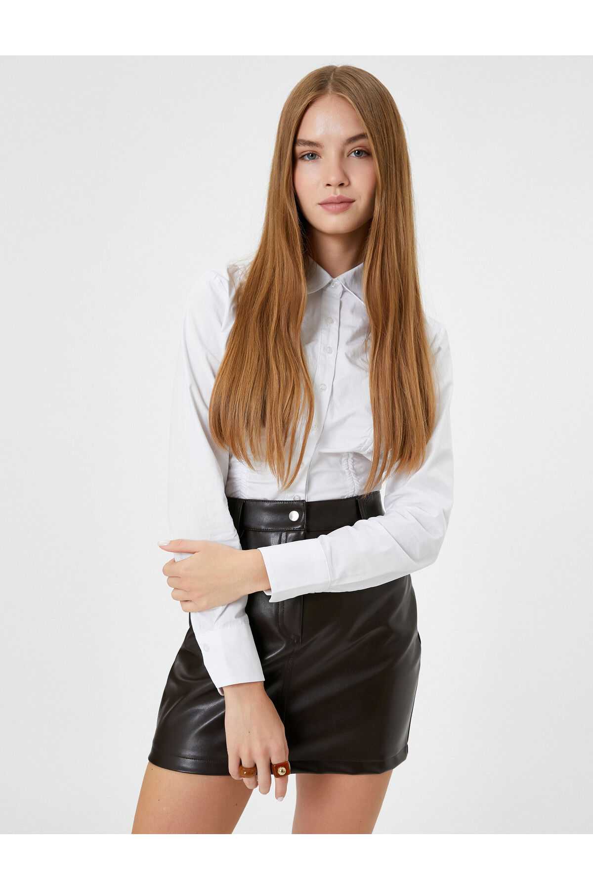 پیراهن Crop آستین بلند پشت گیپ با جزئیات پنبه