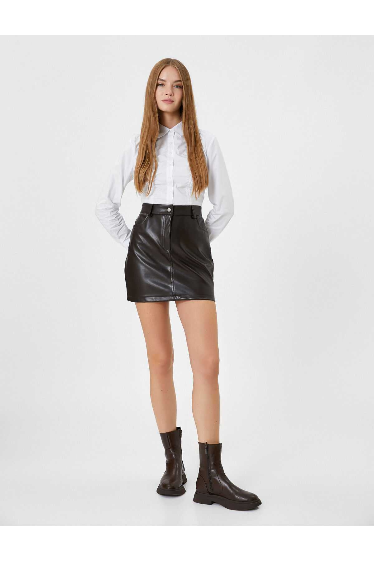 پیراهن Crop آستین بلند پشت گیپ با جزئیات پنبه