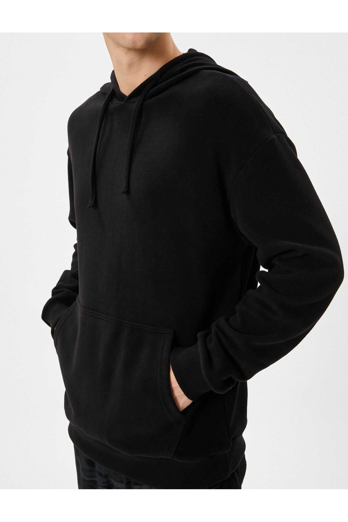 آستین بلند جیبی کانگورو ساده هودی