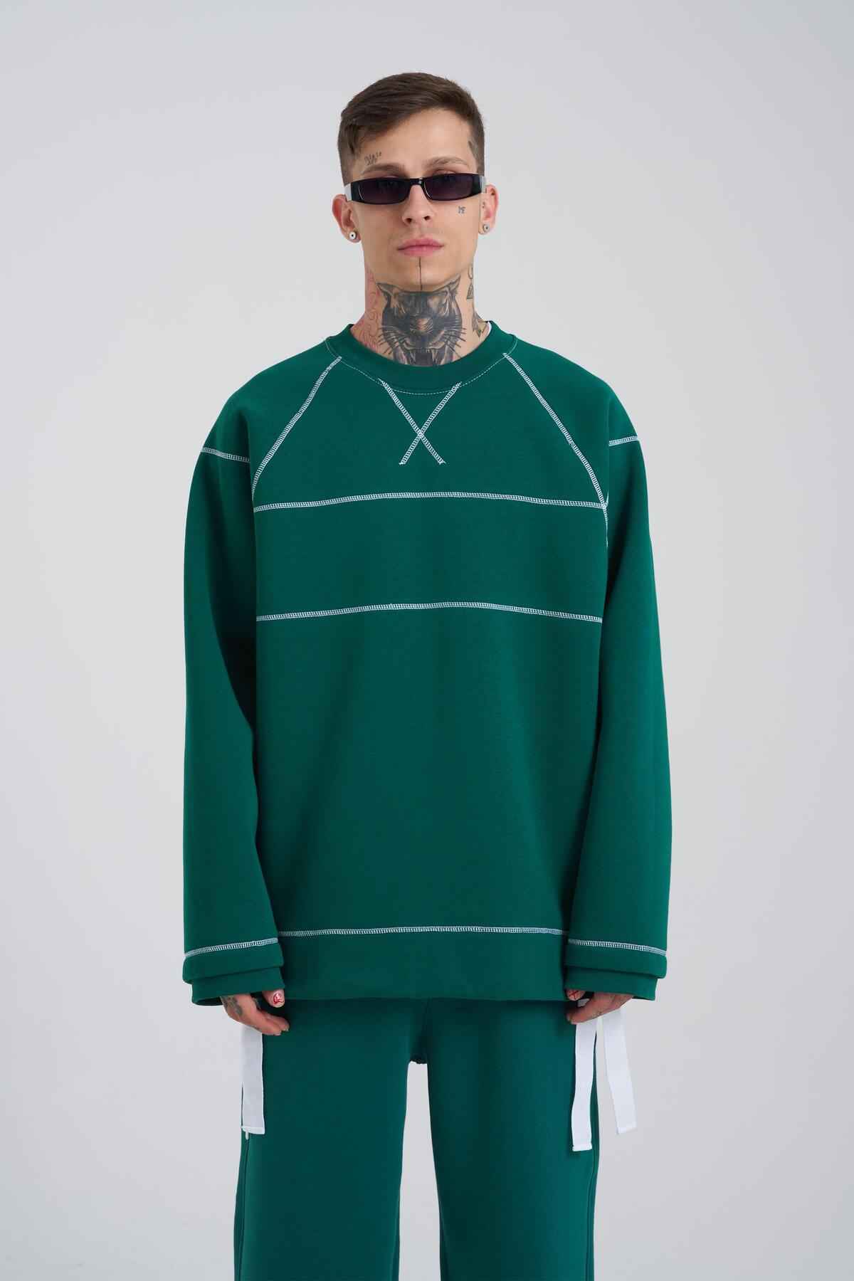 سوئیشرت مردانه با جزئیات دوخت اکرو سایز بزرگ