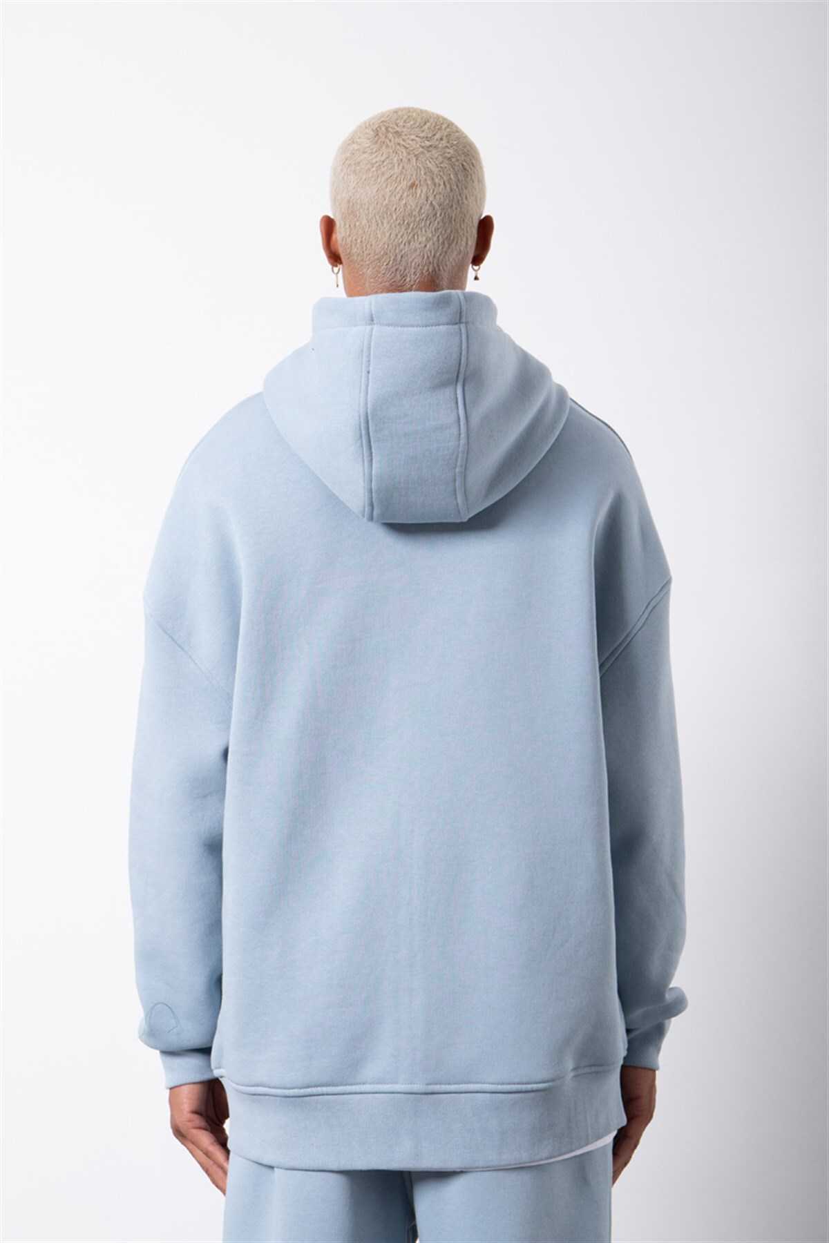 سویشرت ساده زیپ دار جیب دار یاسی یخی