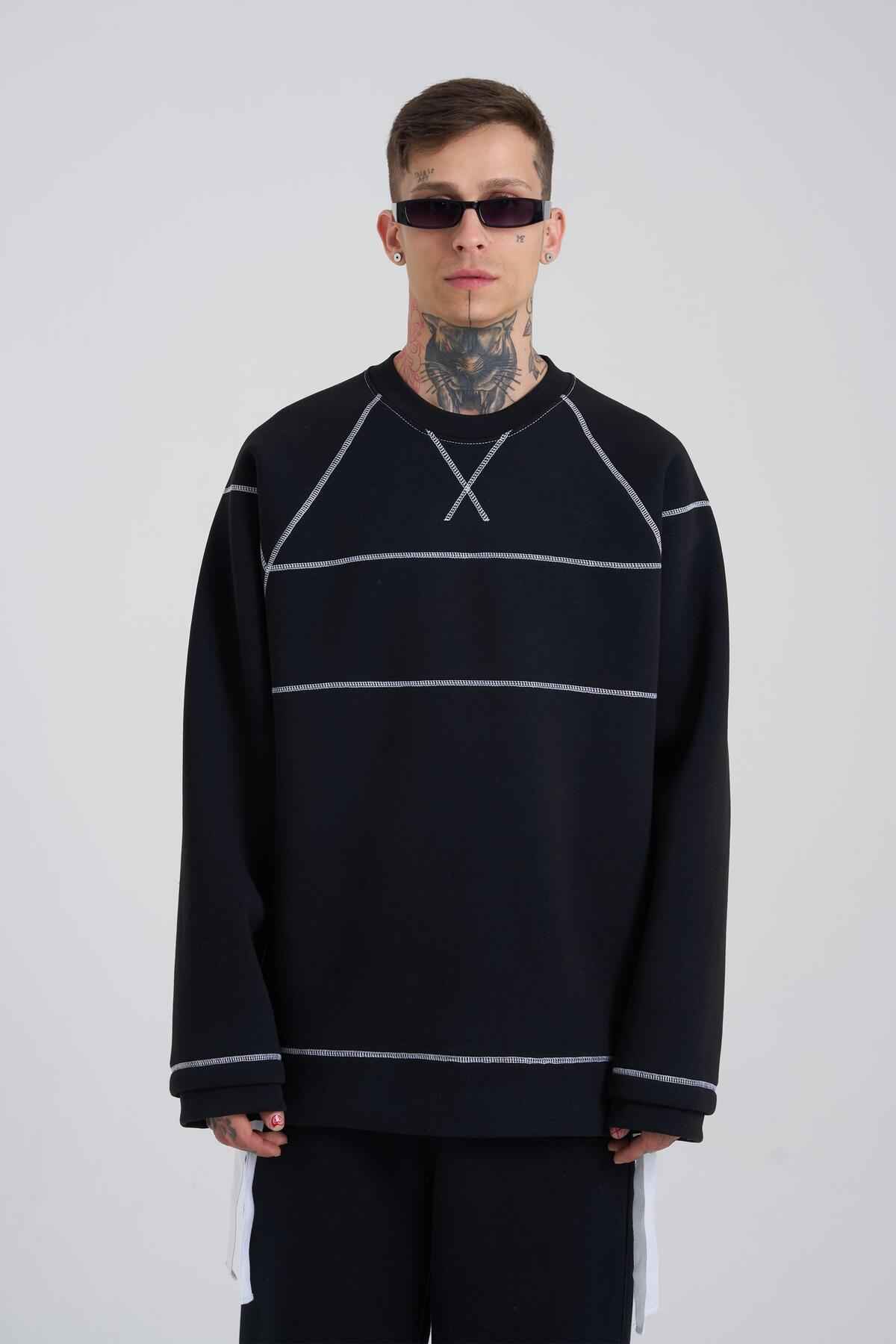 سوئیشرت مردانه با جزئیات دوخت اکرو سایز بزرگ