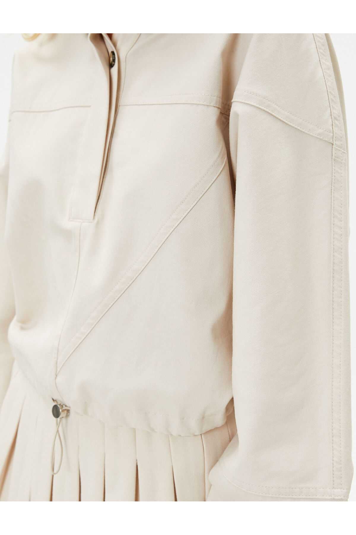 سویشرت چتر نجات نیم دکمه کش دار آستین بلند بادکنکی نخی