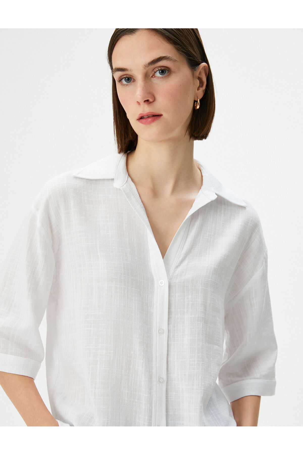 پیراهن آستین کوتاه دکمه دار پایه معمولی