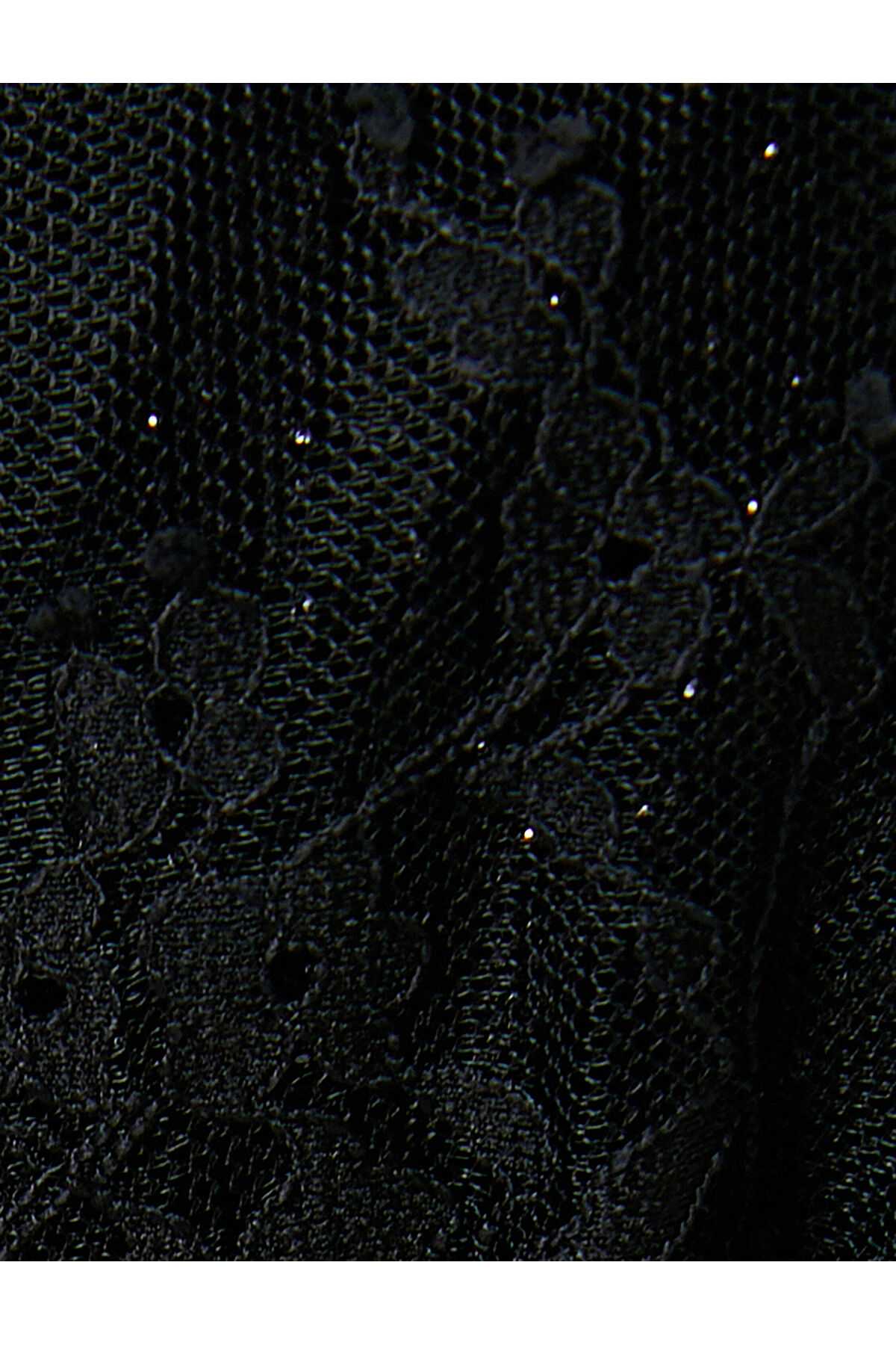 بلوز توری شفاف Crop V یقه