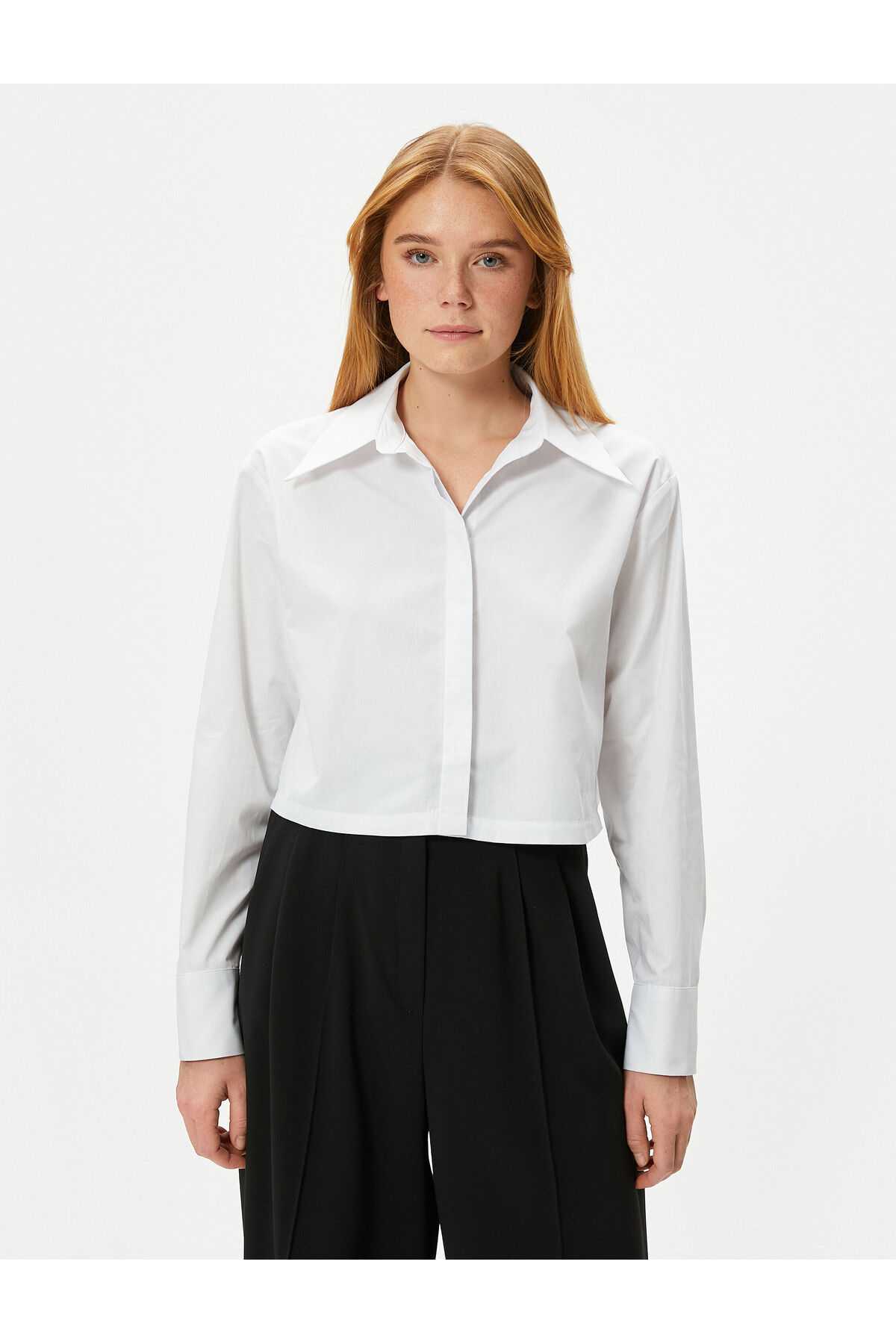 پیراهن کوتاه آستین بلند یقه نخی