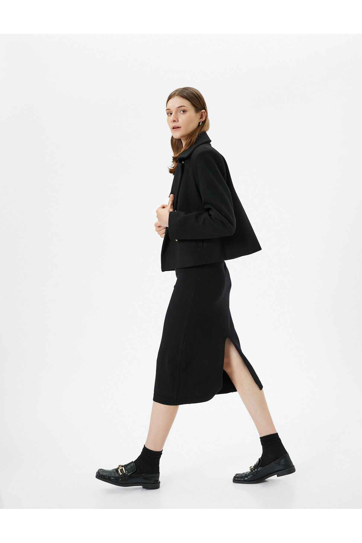 دامن بافتنی میدی کمر معمولی