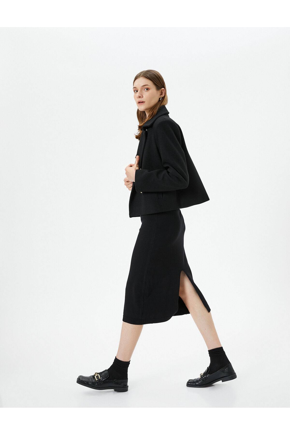 دامن بافتنی میدی کمر معمولی