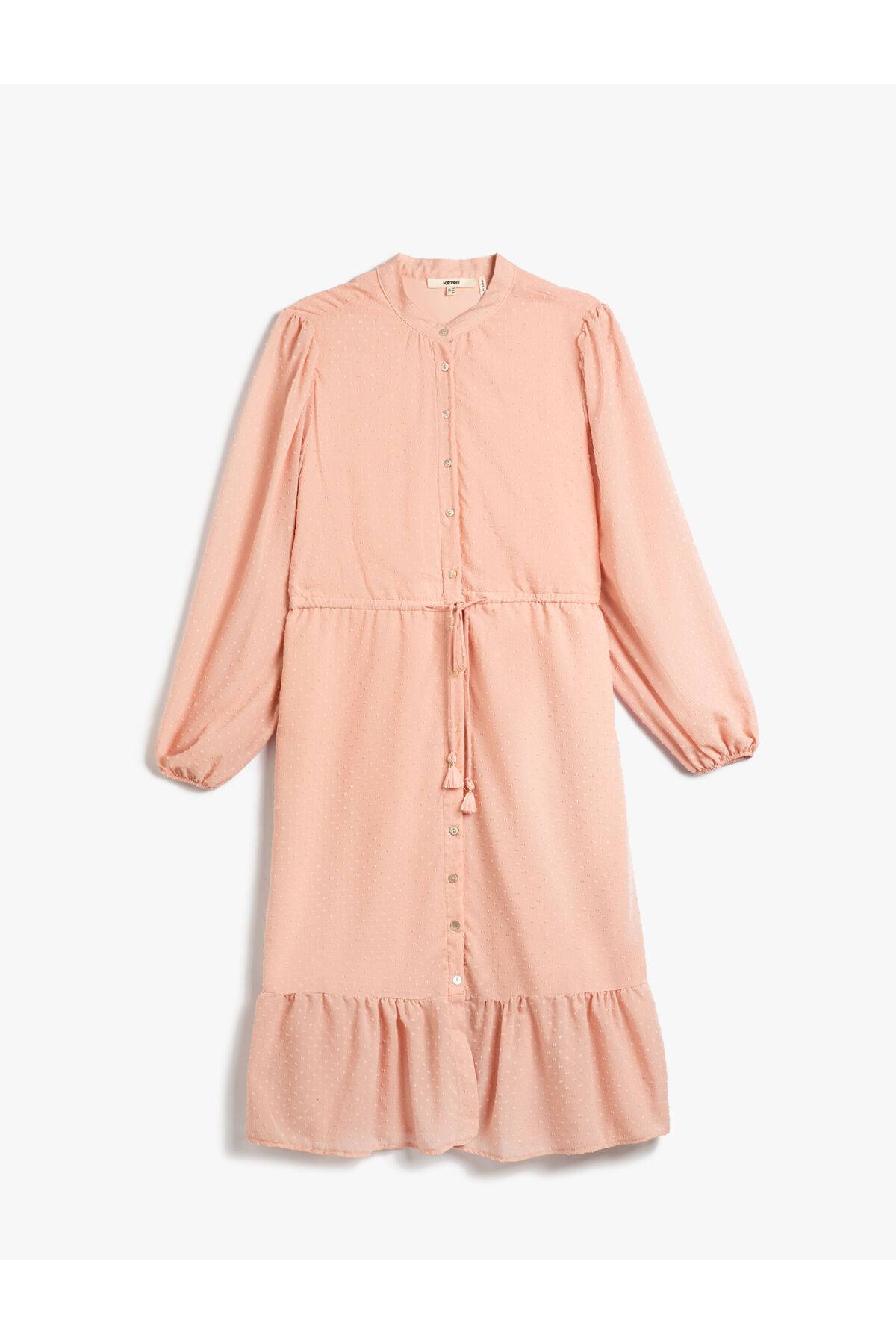 لباس بلند آستین بادکنکی یقه دکمه دار