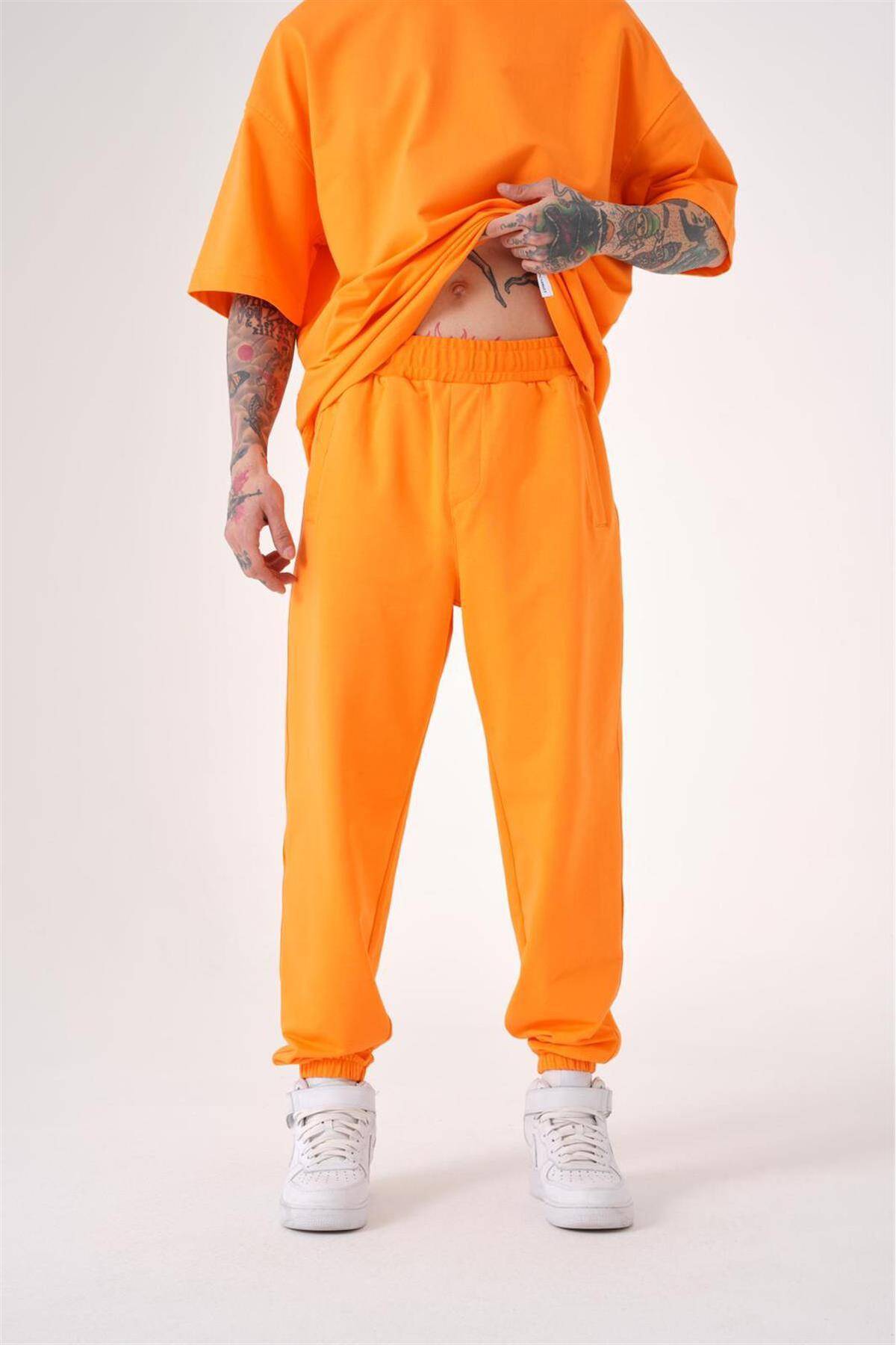 شلوار ورزشی ساده مردانه نارنجی جوگر