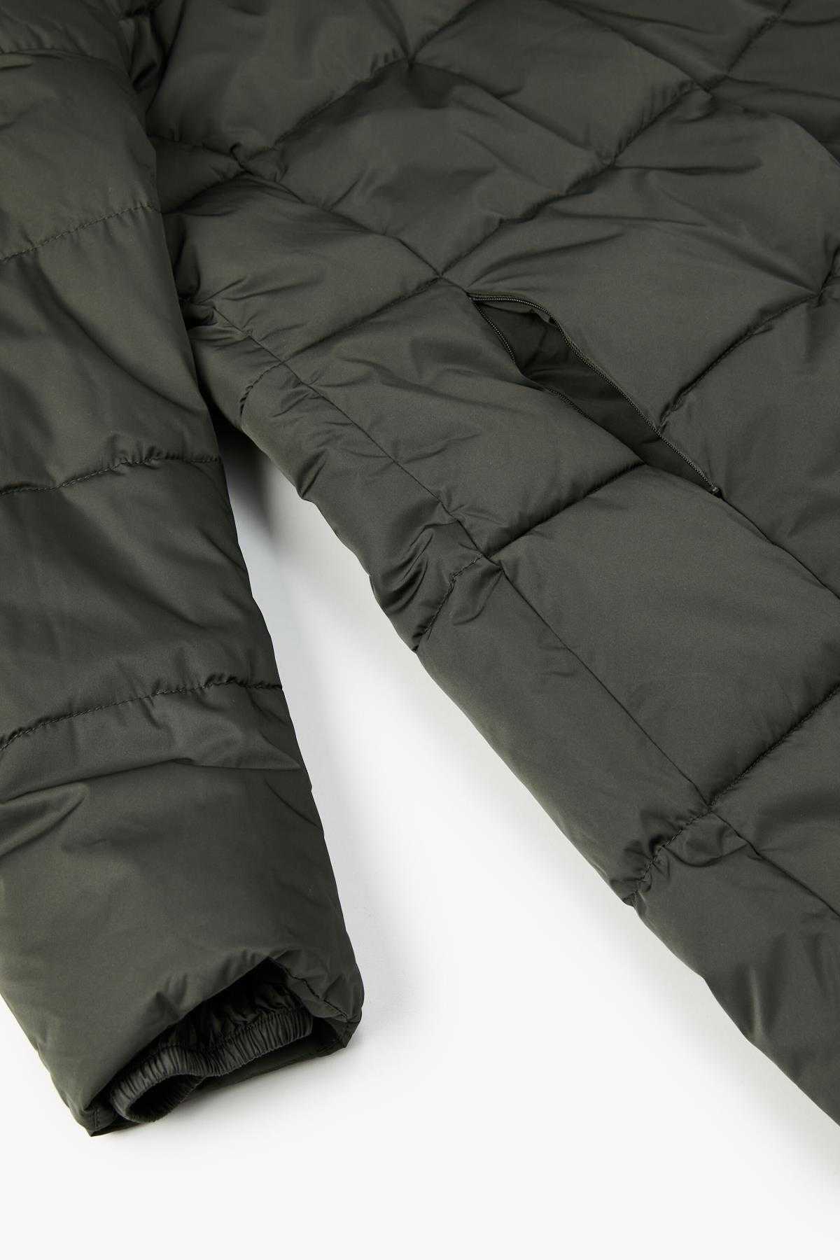 جیب های یقه بلند ژاکت پفی زیپ دار