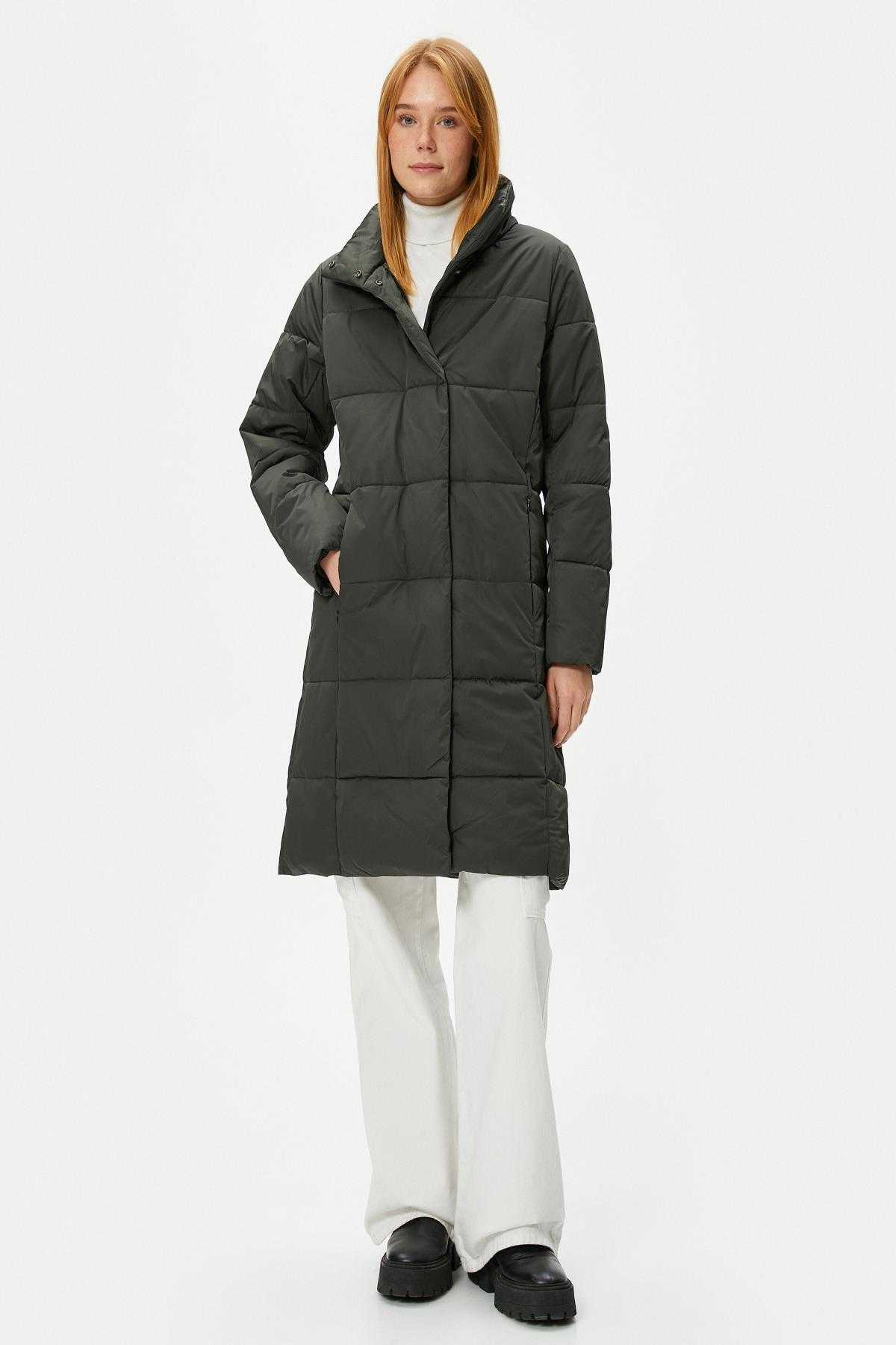 جیب های یقه بلند ژاکت پفی زیپ دار