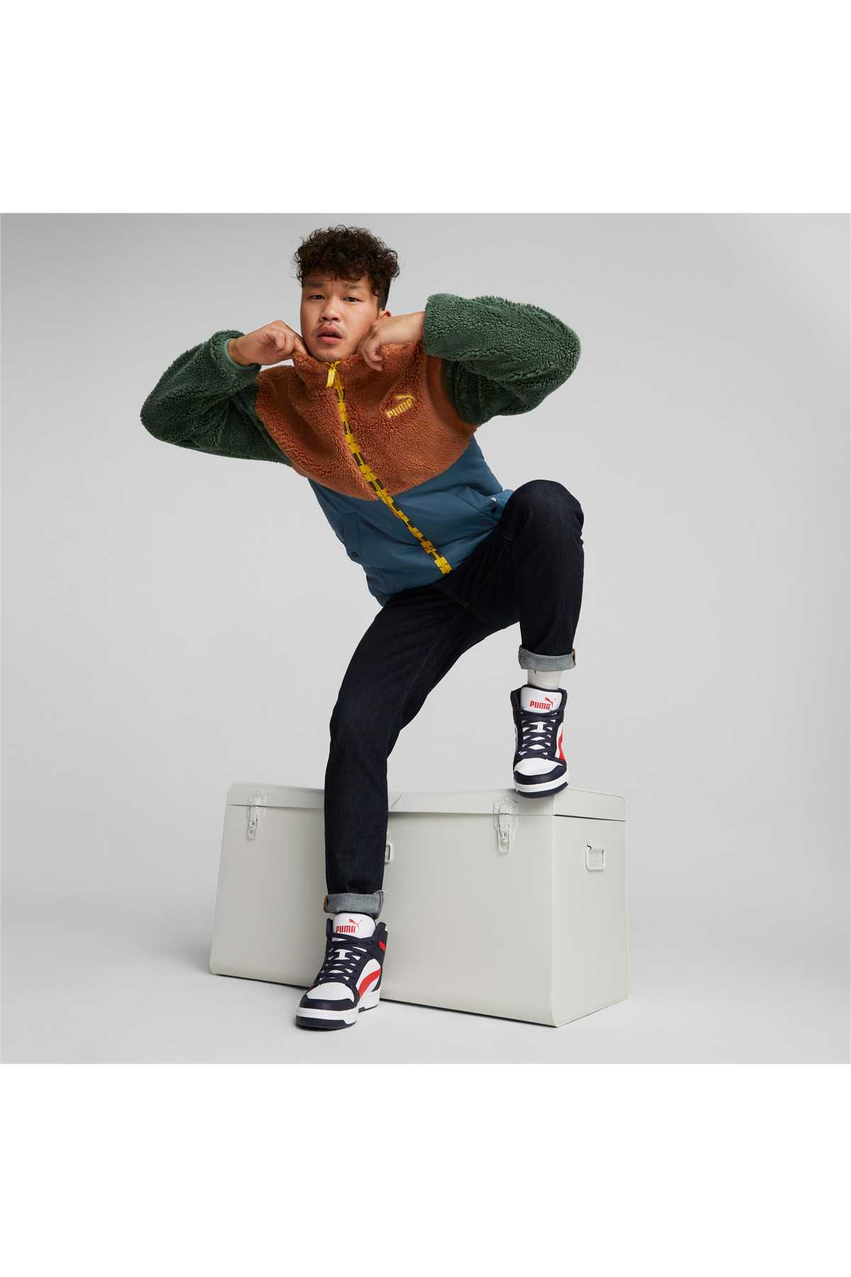 کفش کتانی بلند یونیسکس Rebound Hi v6 سفید مشکی خاکستری