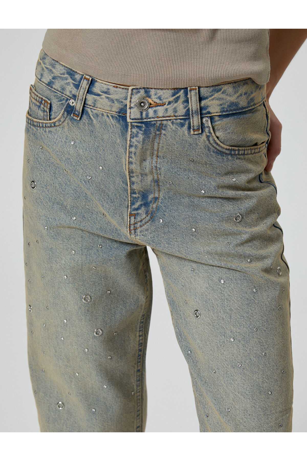 کمر راست راست جین سنگی جین پنبه ای - جین حوا