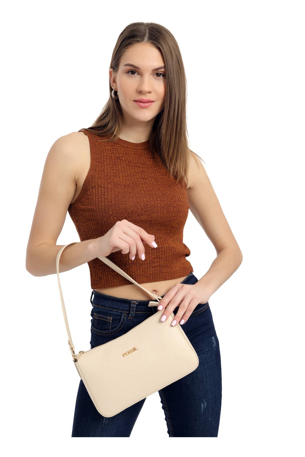 کیف شانه زنانه بژ 27x16x6 سانتی متر 05FM24Y1018