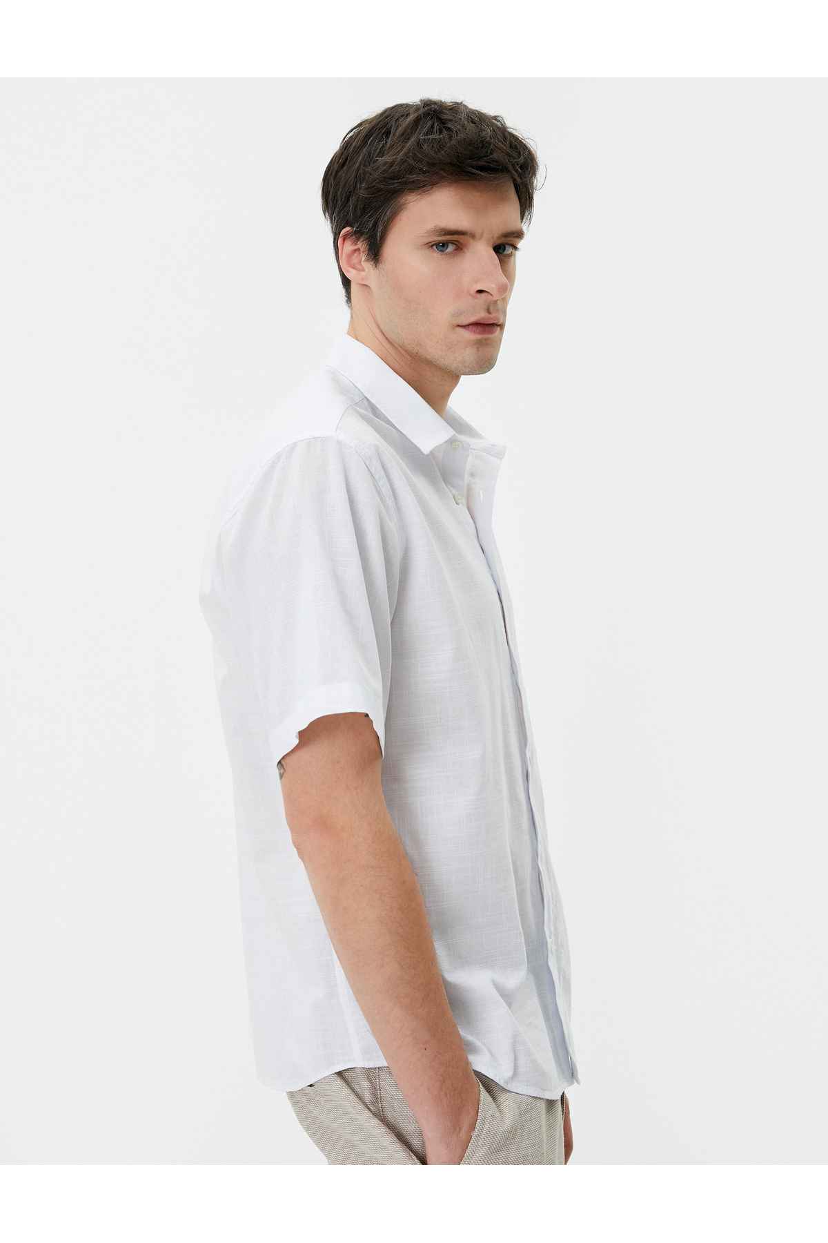 پیراهن تابستانی آستین کوتاه یقه کلاسیک دکمه دار