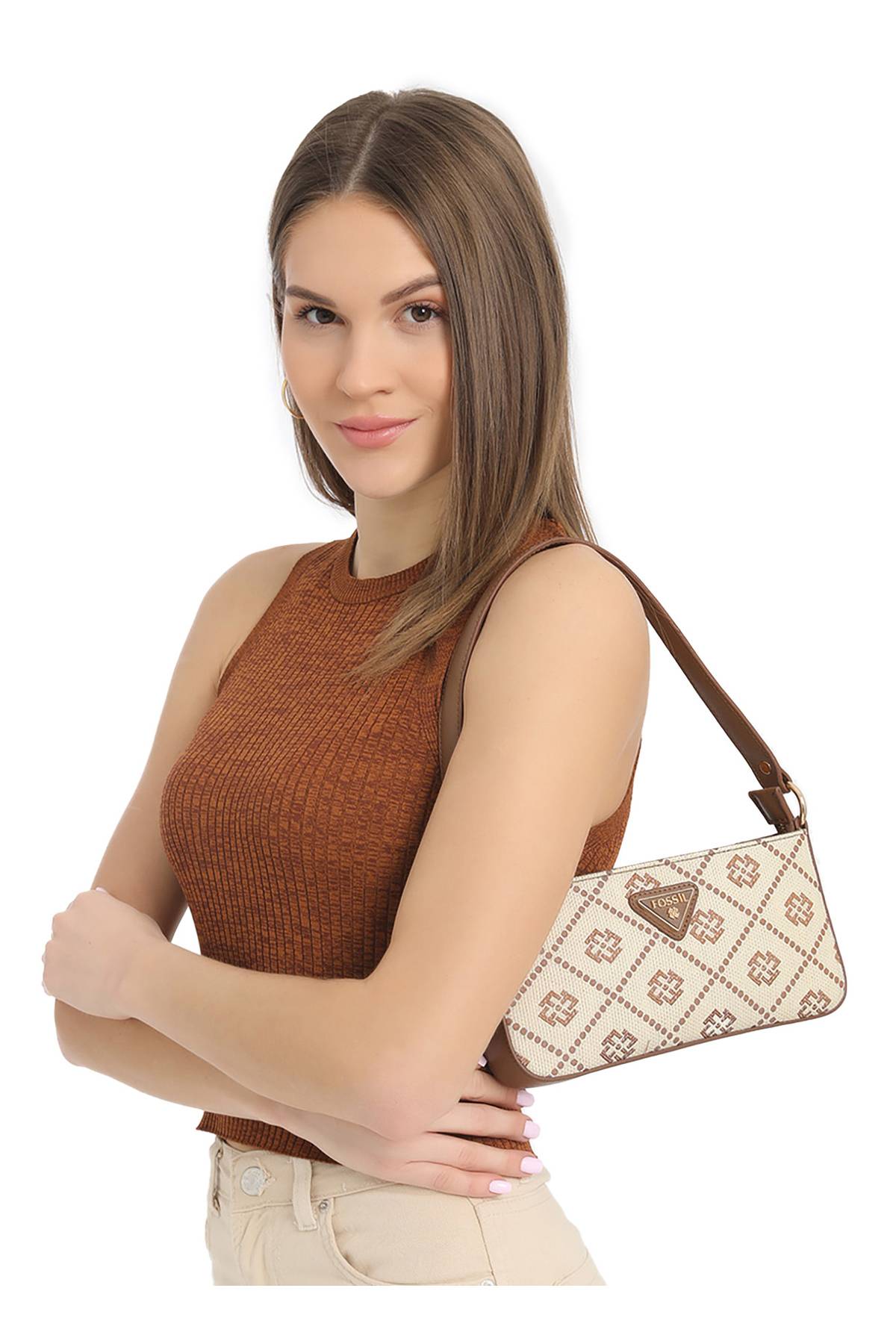 کیف شانه ای زنانه 25x12x4 سانتی متری برنزه 05FM24Y1011