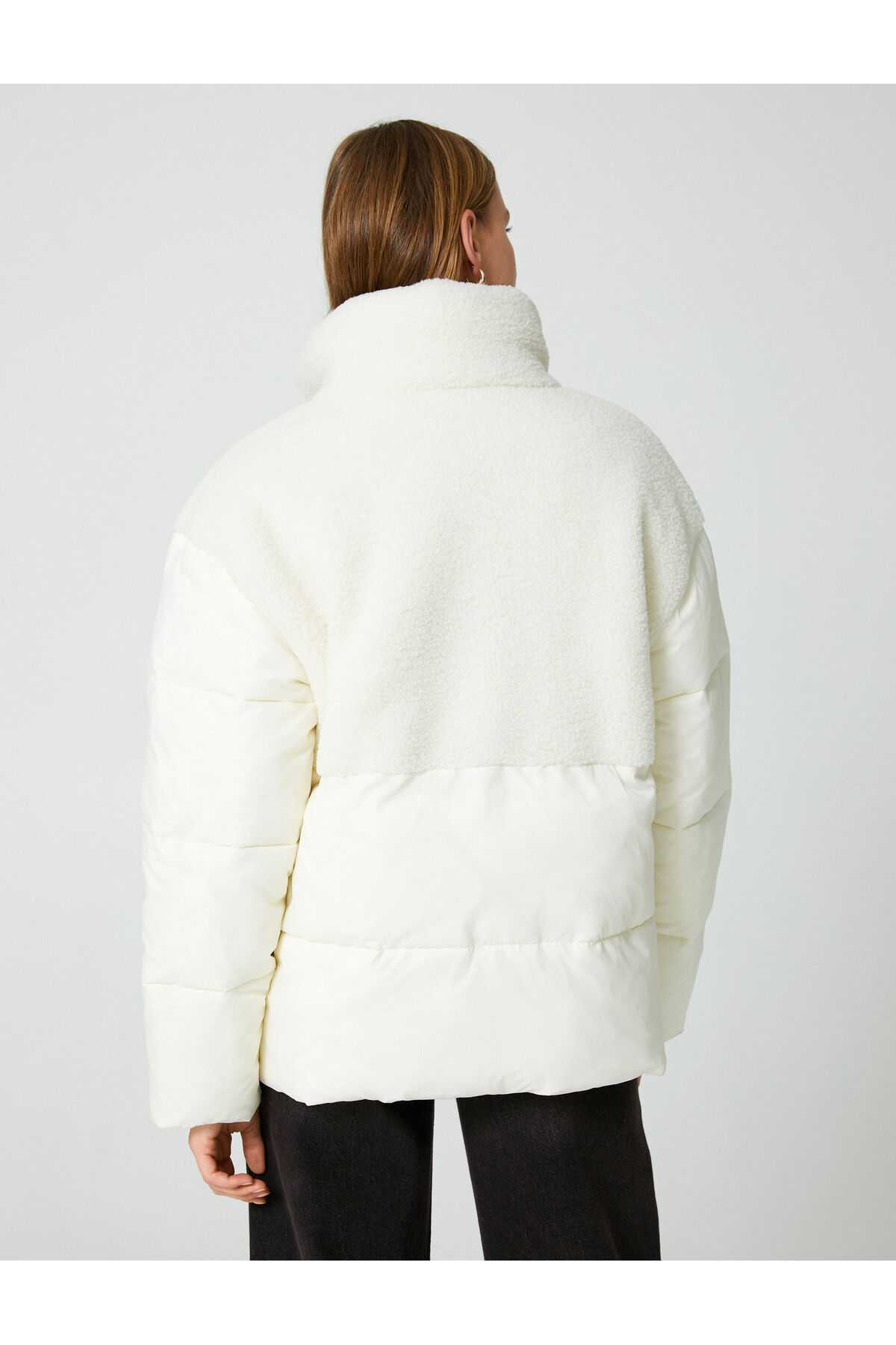 جیب زیپ دار با یقه مخمل دار پایه ژاکت پفی