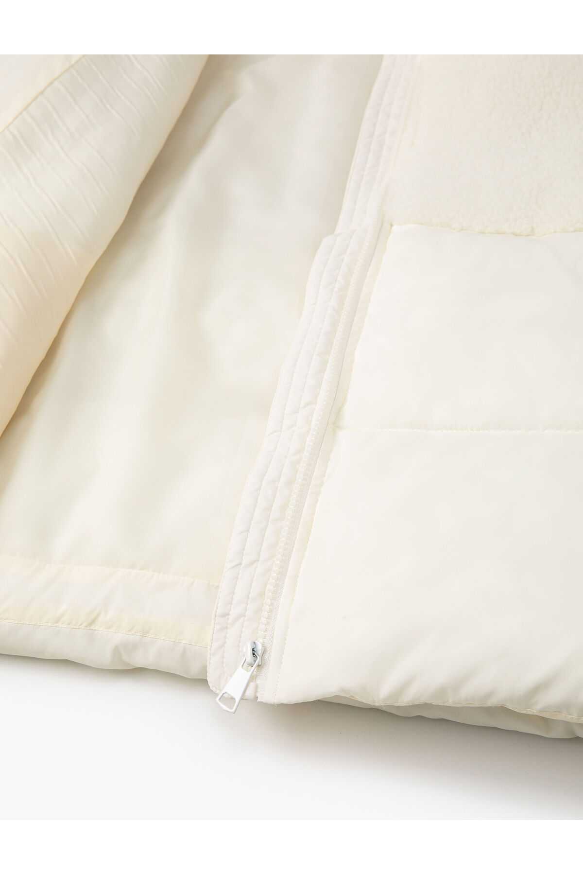 جیب زیپ دار با یقه مخمل دار پایه ژاکت پفی