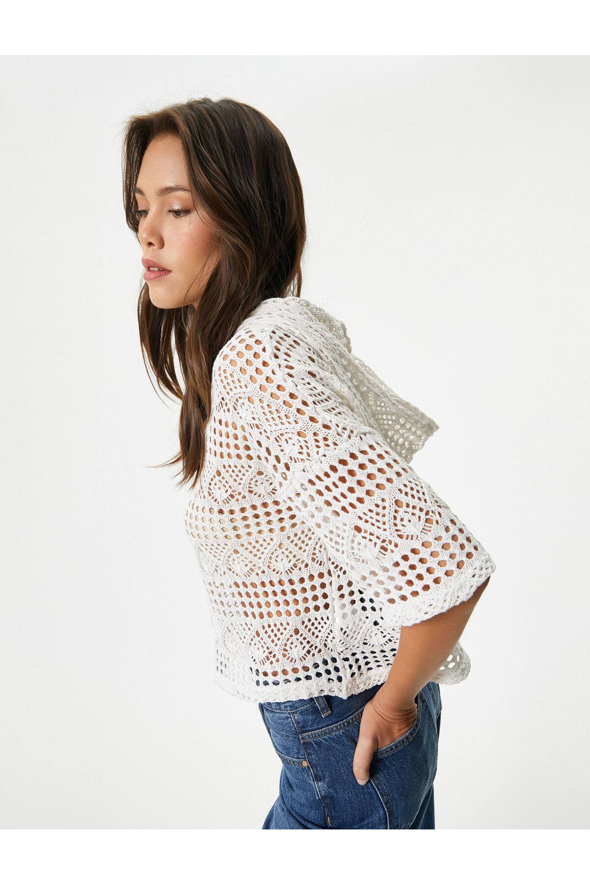 بلوز روباز آستین کوتاه کلاهدار