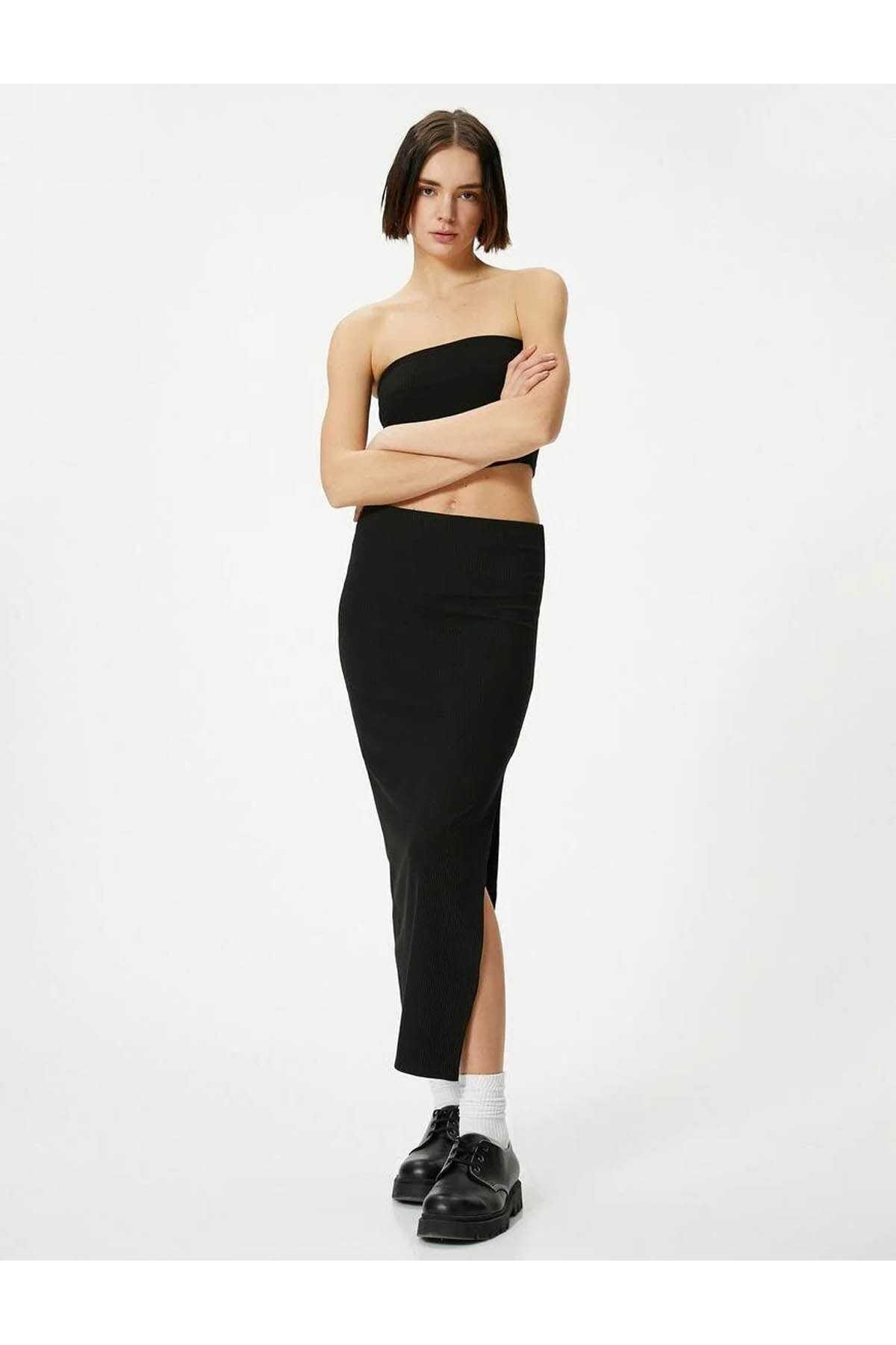 دامن مدادی ماکسی قد بلند آجدار