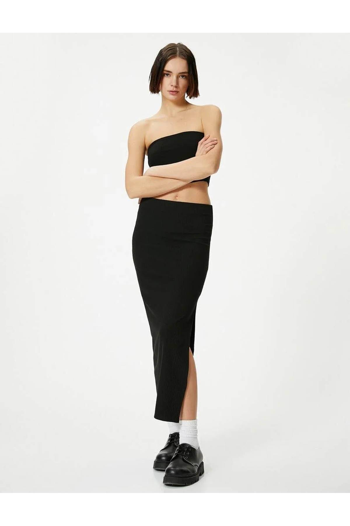 دامن مدادی ماکسی قد بلند آجدار