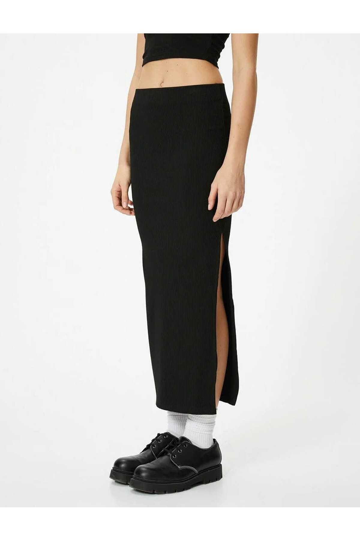 دامن مدادی ماکسی قد بلند آجدار