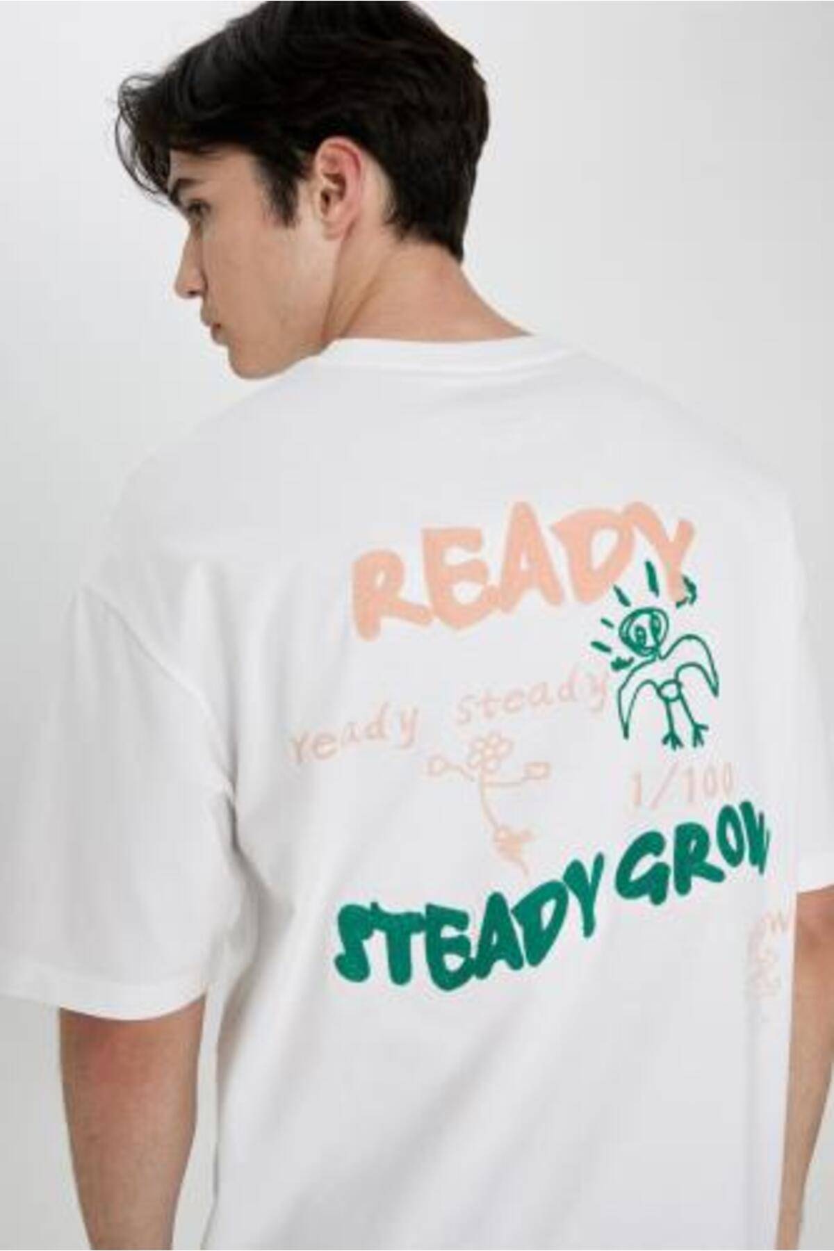 تیشرت آستین کوتاه چاپی پشت یقه Comfort Fit B4645ax24sp