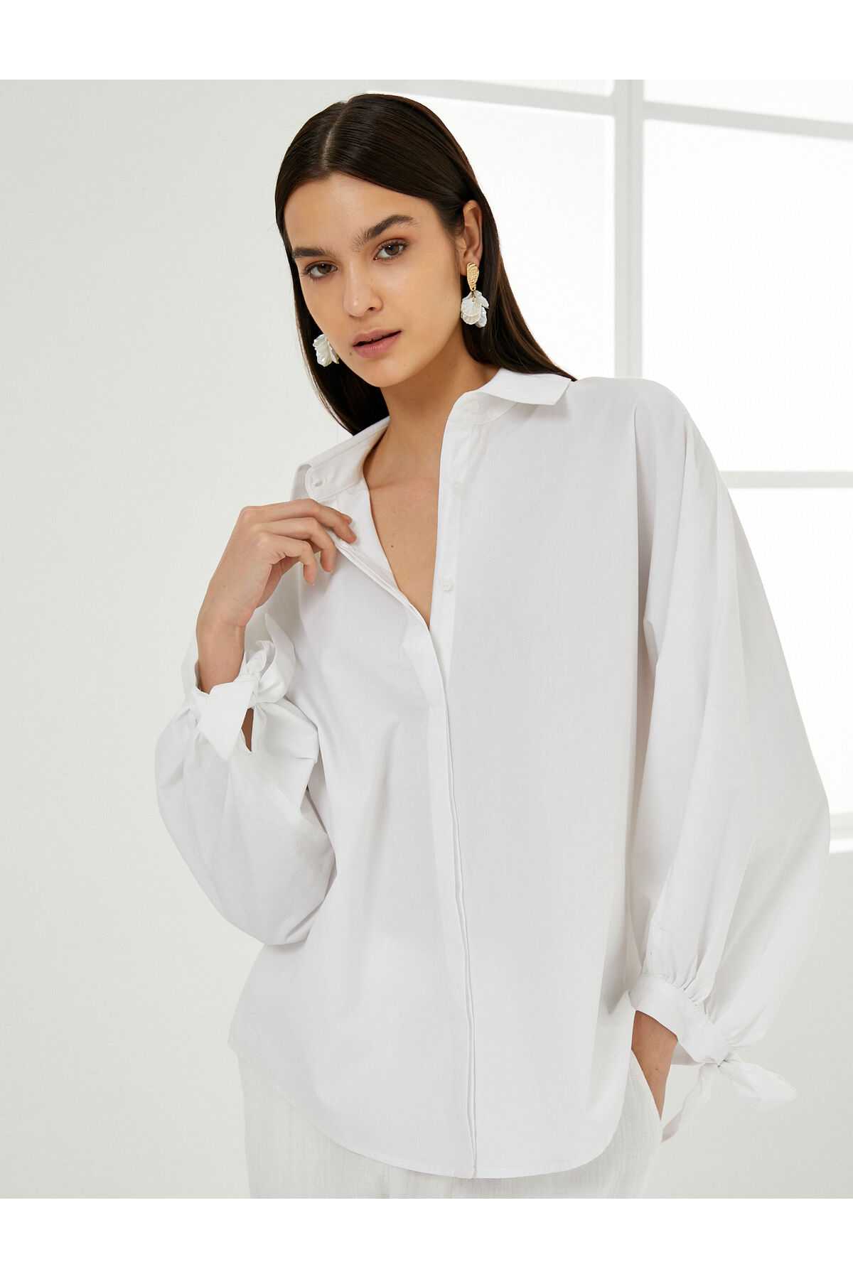 مچ پیراهن آستین بادکنکی با جزئیات نخی