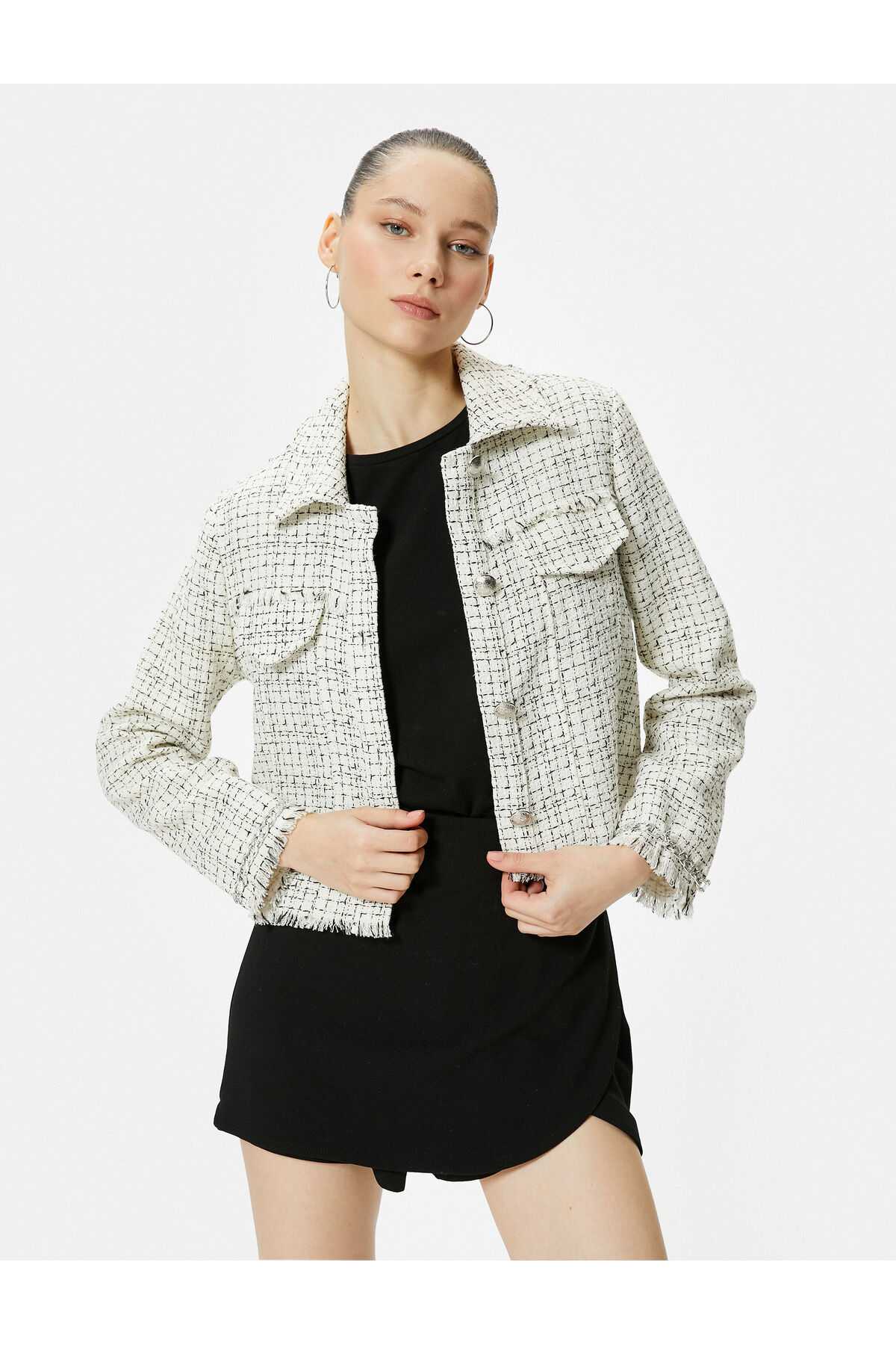 ژاکت تیشرت با جزئیات دکمه نقره ای و جیب فلپ