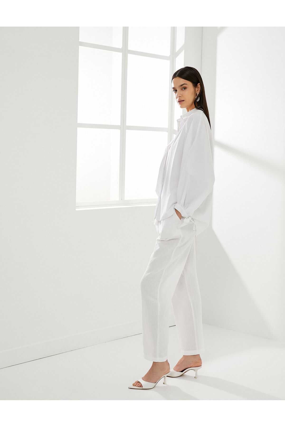 مچ پیراهن آستین بادکنکی با جزئیات نخی