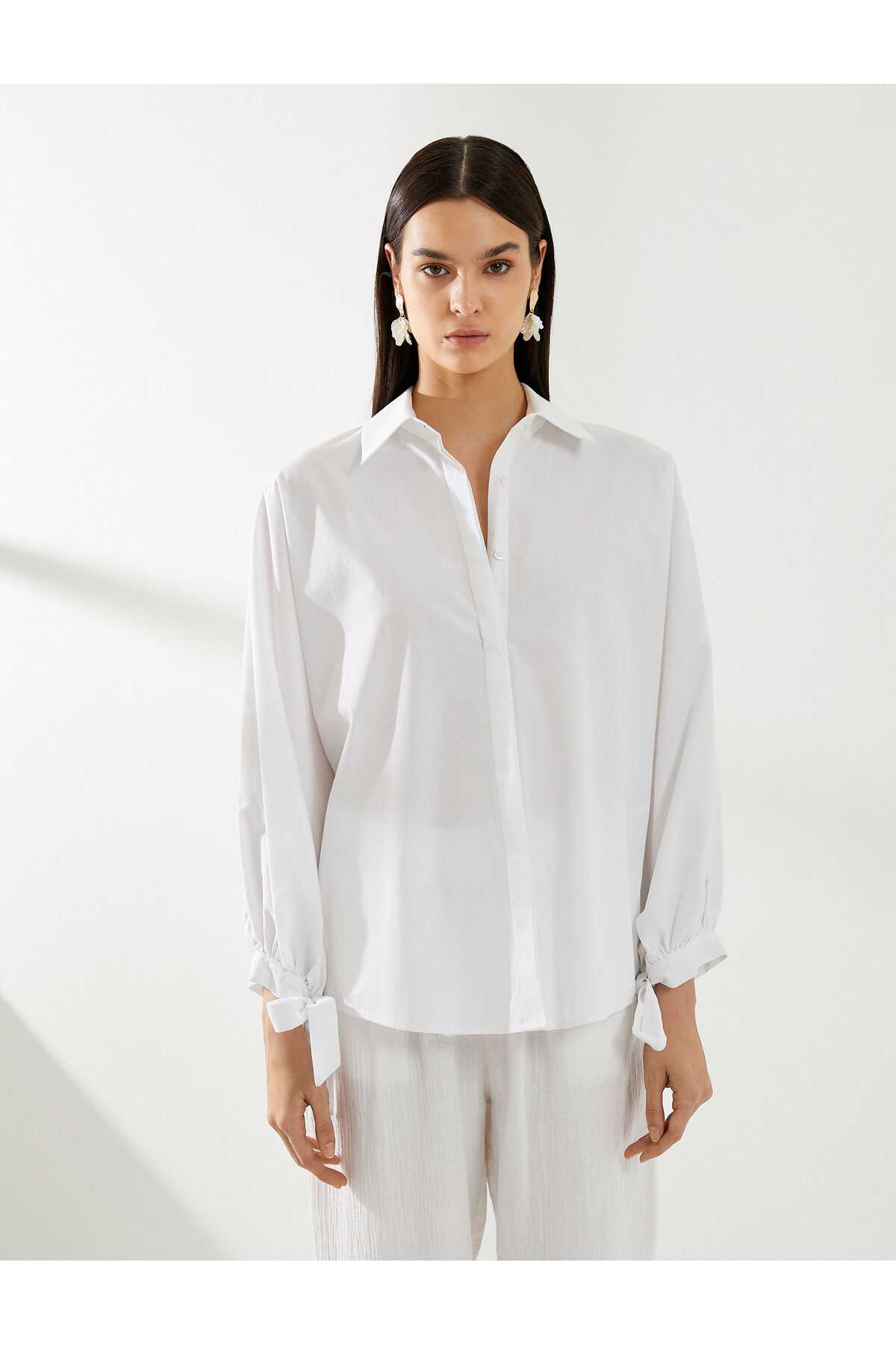 مچ پیراهن آستین بادکنکی با جزئیات نخی