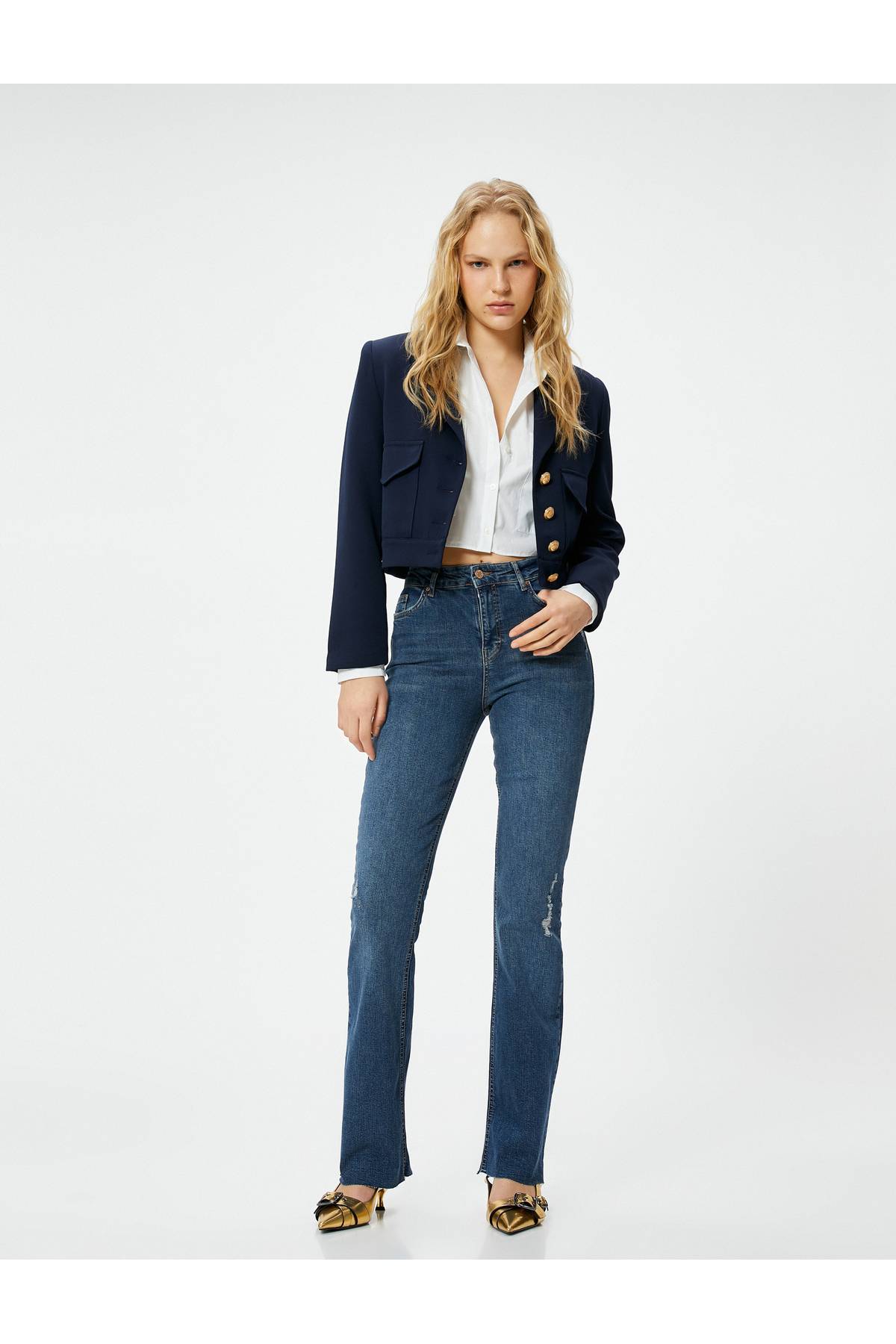 شلوار جین گشاد سبک و باریک با کمر بلند - ویکتوریا اسلیم جین