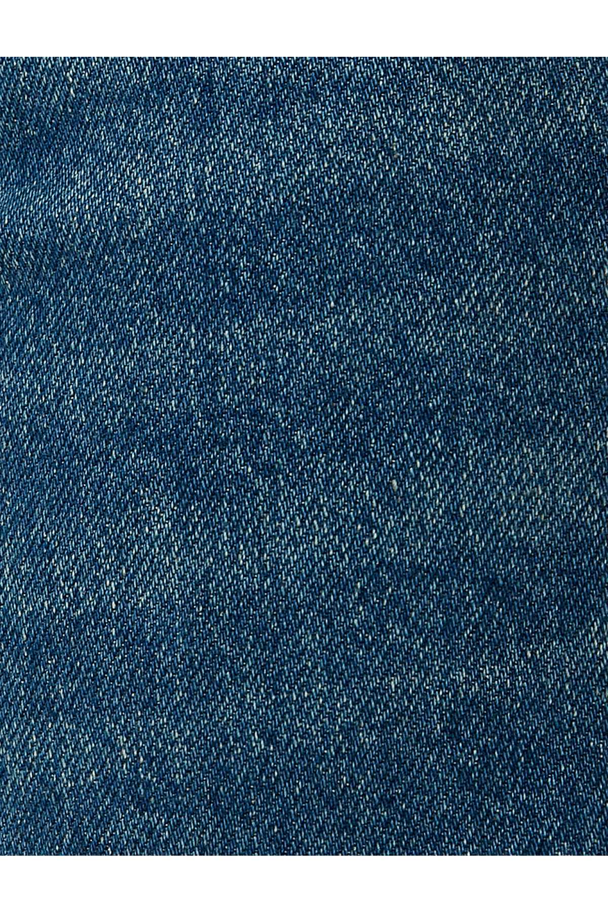 شلوار جین گشاد راسته با جیب های نخی - جین راسته گشاد